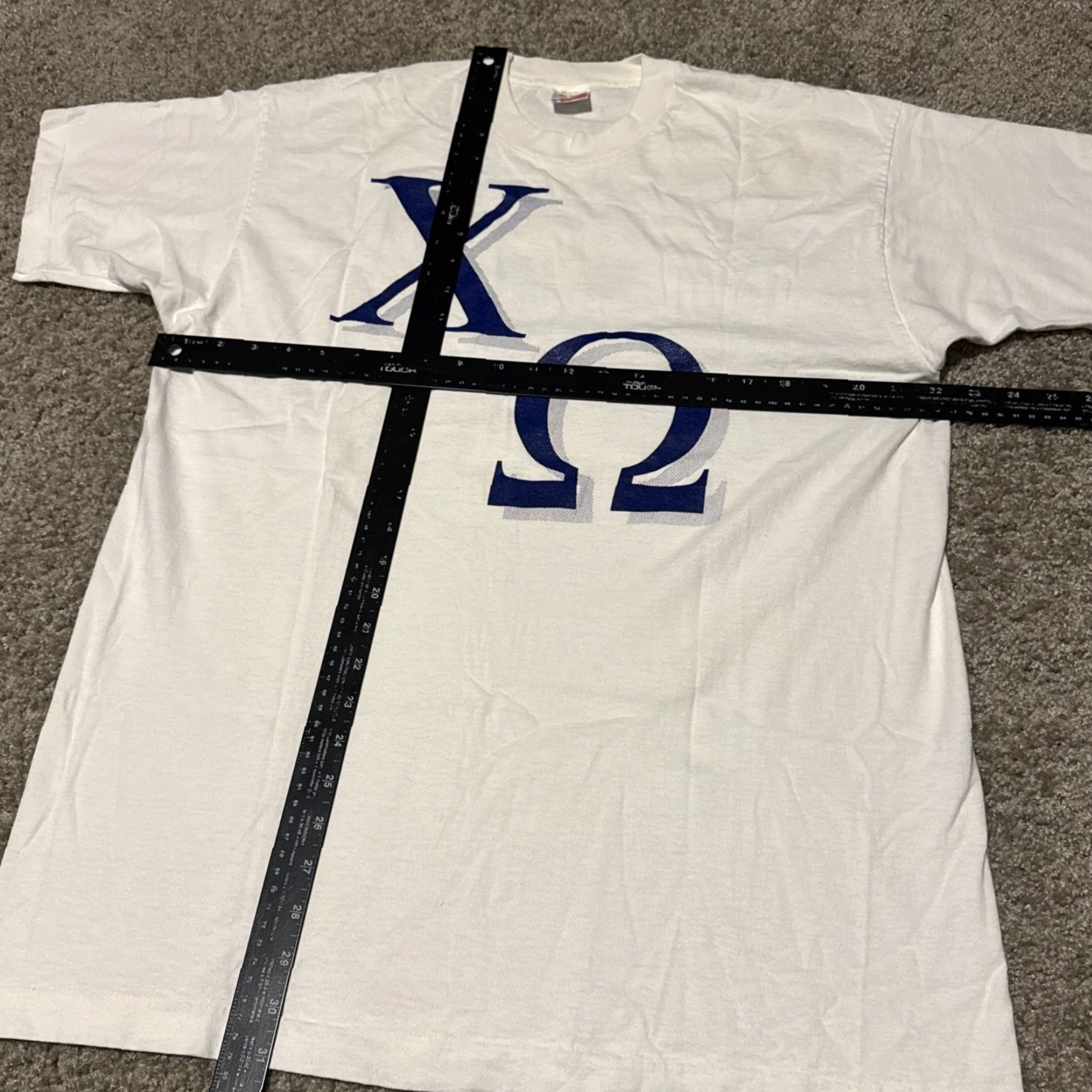 Fruit Of The Loom VINTAGE Chi Omega T-Shirt White XL Unisex Adults College 90s Vintage Greek Life Fruit of the Loom Shirt Women/Men Size US XL / EU 56 / 4 - 6 Thumbnail