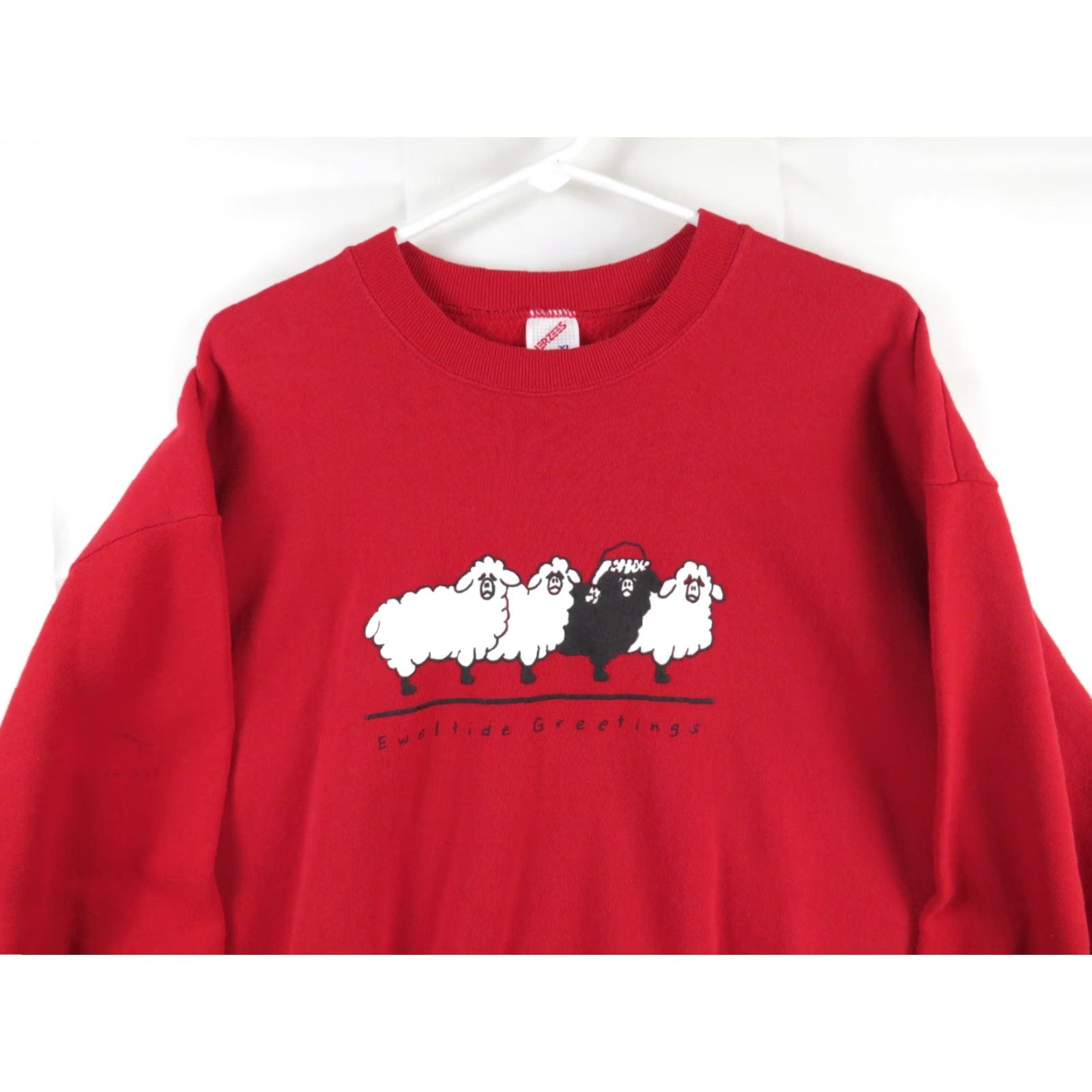 Jerzees VINTAGE Jerzees Sweatshirt XL Men Crew Neck Red USA Graphic Print 80s Sheep Christmas Joke? Size US XL / EU 56 / 4 - 3 Thumbnail