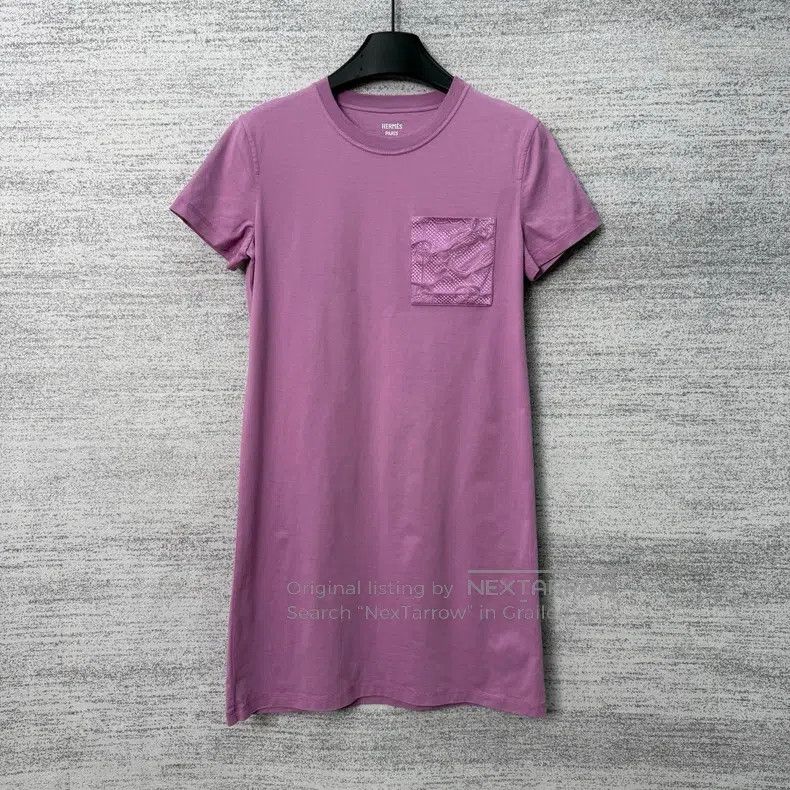 Hermes Hermes Eggplant Purple Embroidered T-Shirt Dress Size XXS / US 00 / IT 34 - 1 Thumbnail