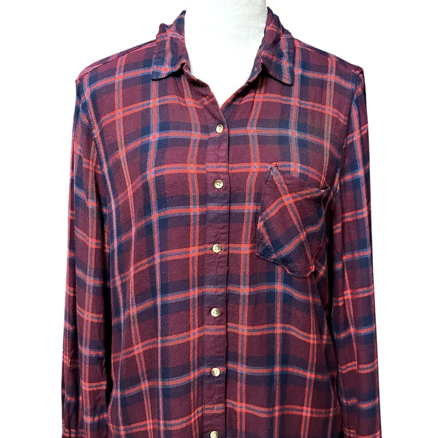 Aeropostale Aeropostale Long Sleeve Shirt Button Down Plaid Red Blue XL Size XL / US 12-14 / IT 48-50 - 3 Thumbnail