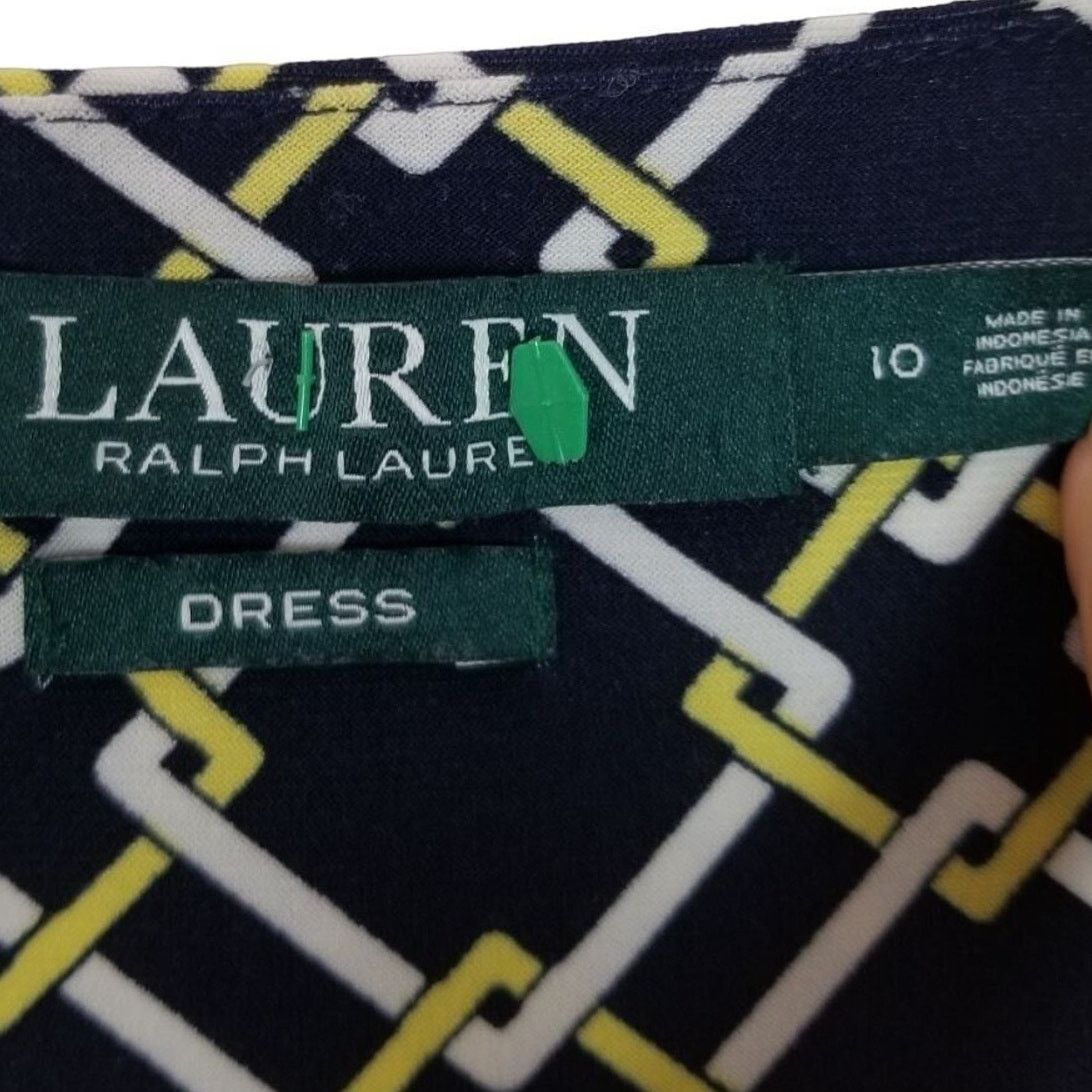 Lauren Ralph Lauren Lauren Ralph Lauren Womens Geometric Ruched Sheath Dress 10 Size L / US 10 / IT 46 - 6 Thumbnail