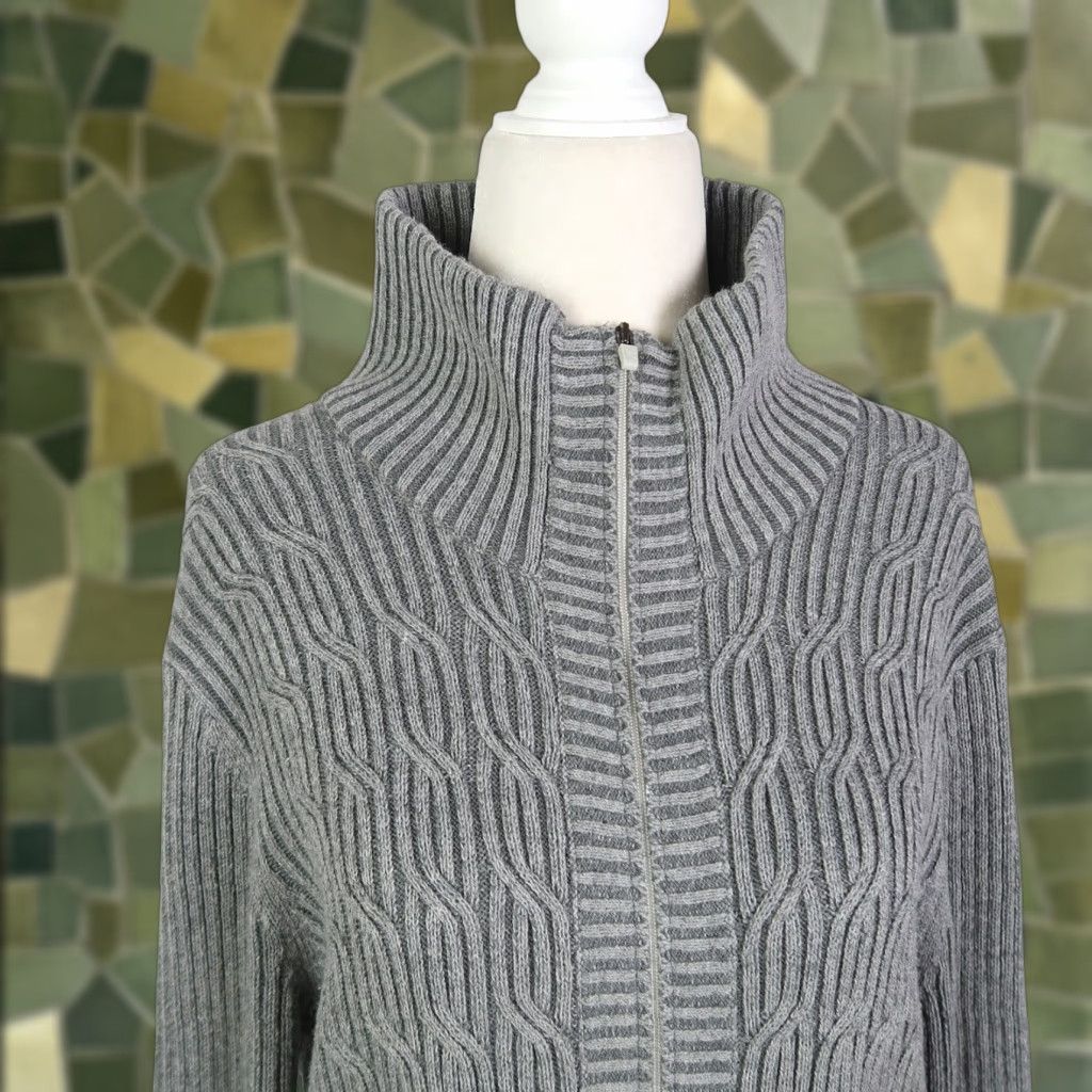 Eddie Bauer Eddie Bauer Grey Rib Knit Zip Front Long Cardigan Sweater L Women Size L / US 10 / IT 46 - 1 Thumbnail