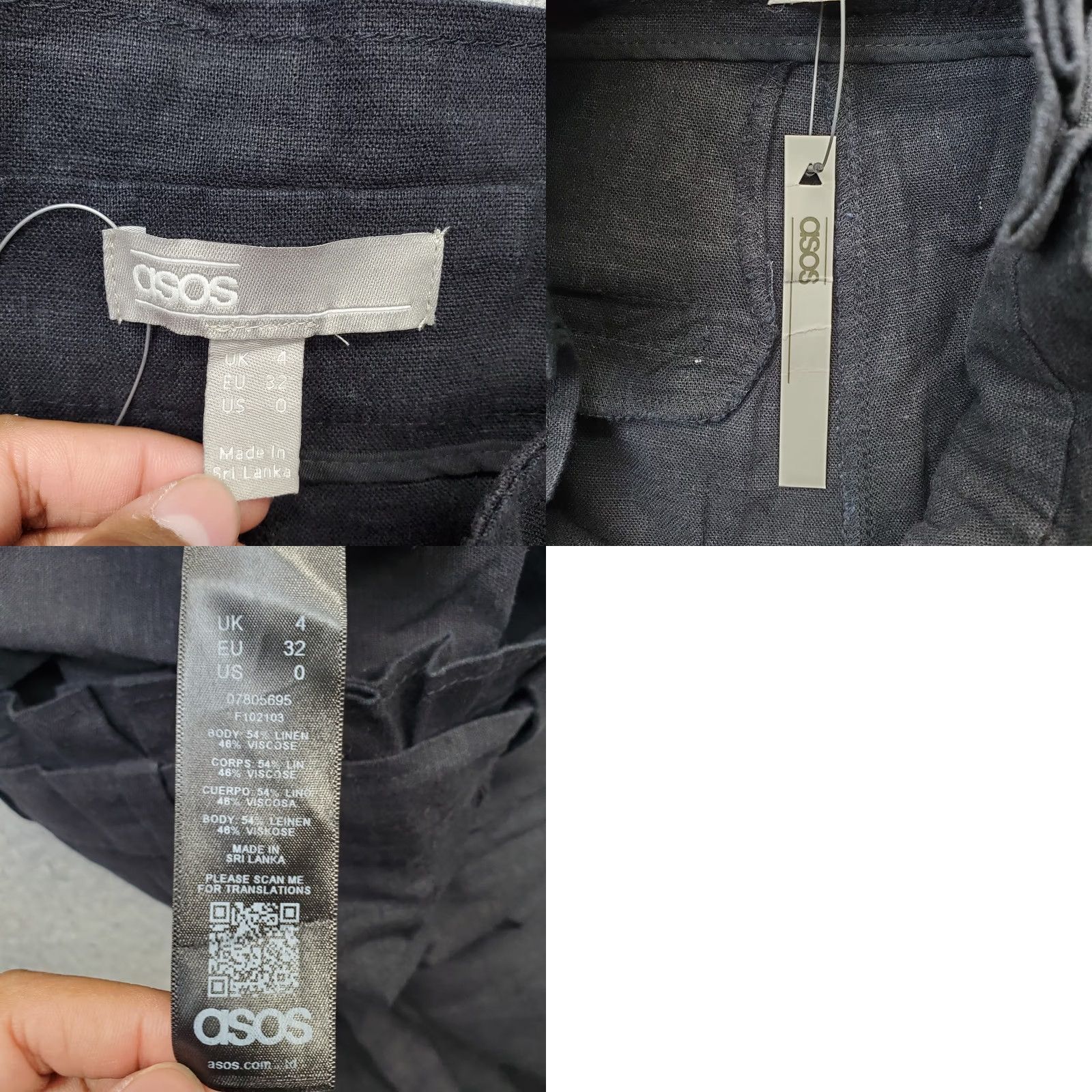 Asos ASOS Paperbag Pants Women's Size 0 Black Linen Drawstring Waist Straight Leg Pants Size 25" / US 0 / IT 36 - 8 Thumbnail