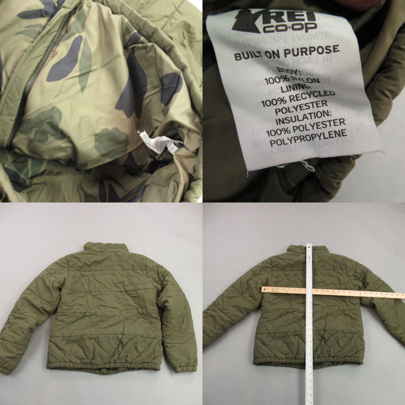 Vintage REI Jacket Boys Small Full Zip Long Sleeve Pockets Casual Reversible Green Camo Size US S / EU 44-46 / 1 - 4 Preview