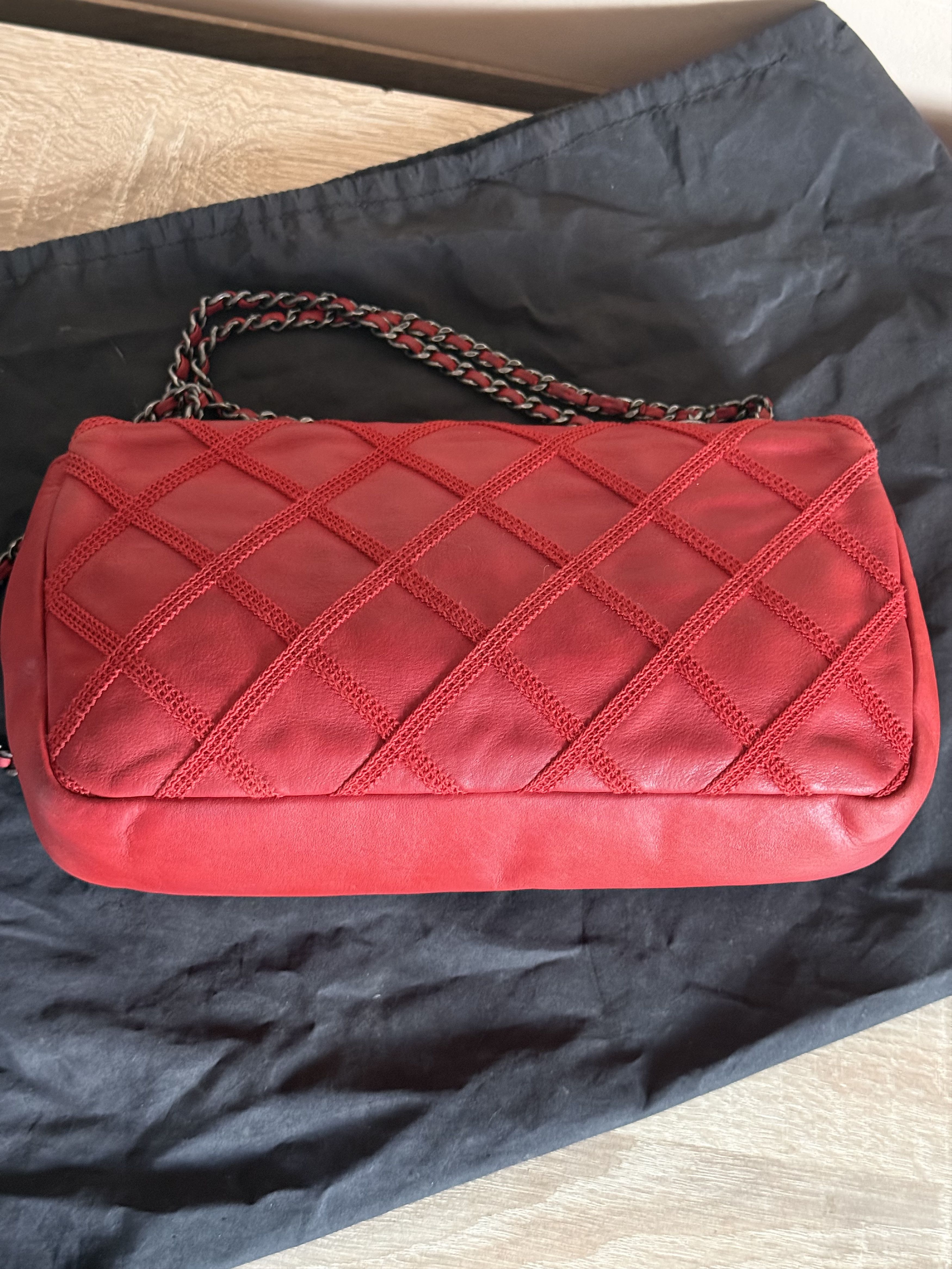 Chanel CHANEL Diamond Stitch Quilted Chain Flap Bag Red Calfskin Size ONE SIZE - 7 Thumbnail