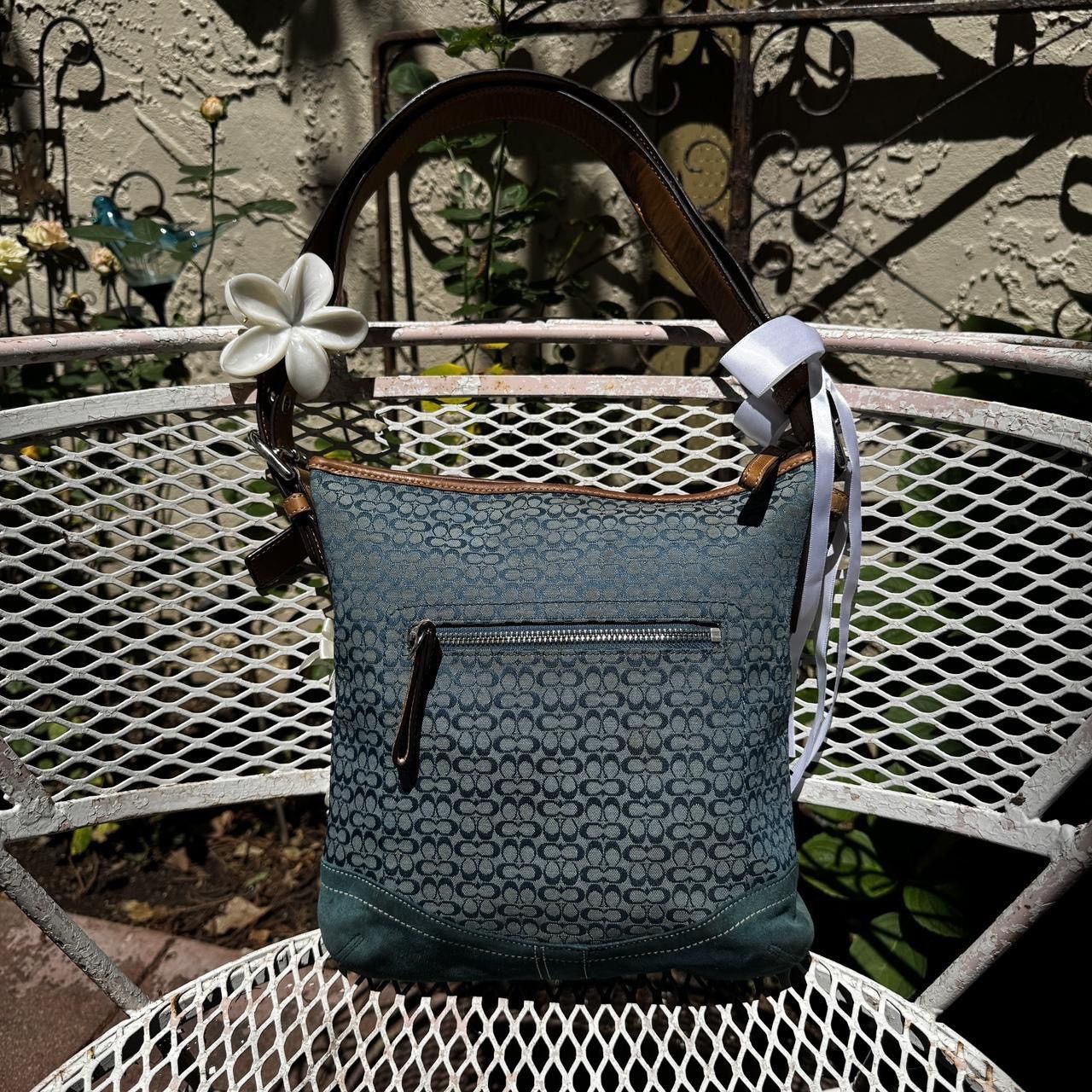 Coach Y2K Coach Teal Monogramed Shoulder Bag Size ONE SIZE - 2 Thumbnail