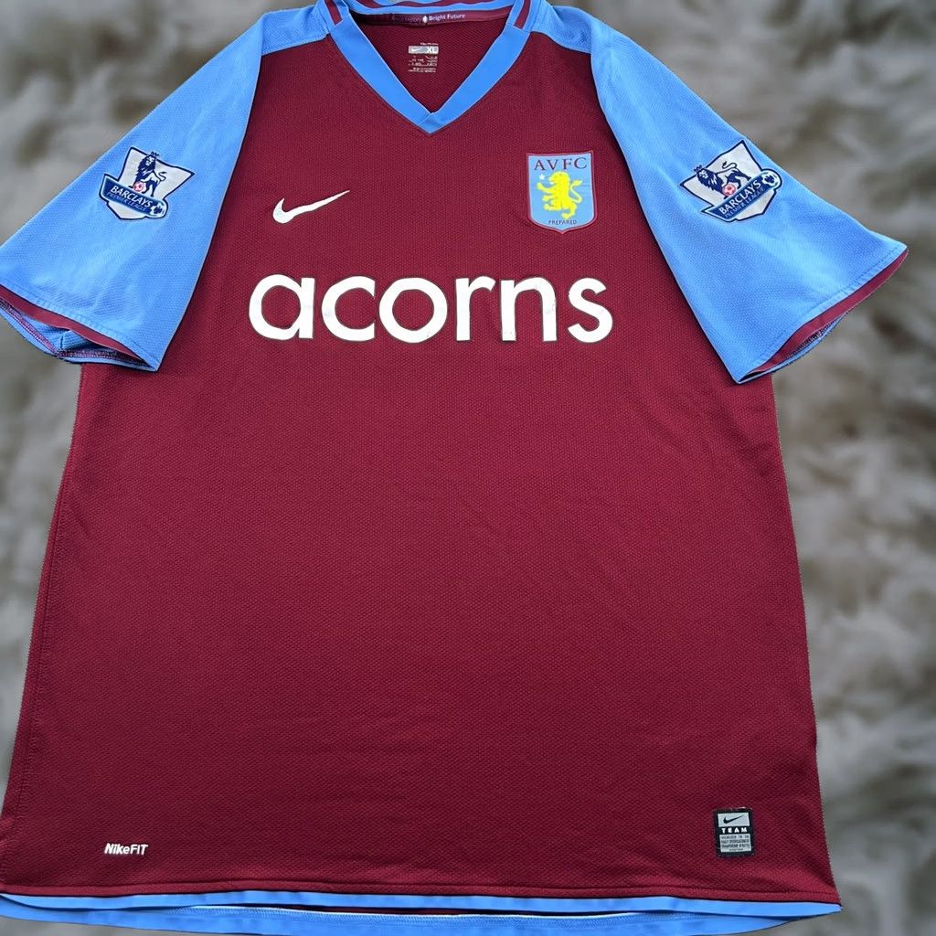 Nike Aston Villa Nike Shirt Jersey Football Mens XL Multicolor Short Sleeve Pullover Round Neck Quick Dry Moisture Wicking 2008 2009 Home Size XL Mens Size US XL / EU 56 / 4 - 1 Thumbnail
