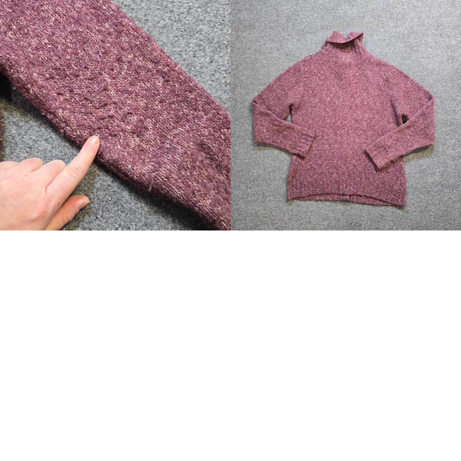 Vintage L.L. Bean Cardigan Women M Purple Cable Knit Long Sleeve" Size M / US 6-8 / IT 42-44 - 8 Thumbnail