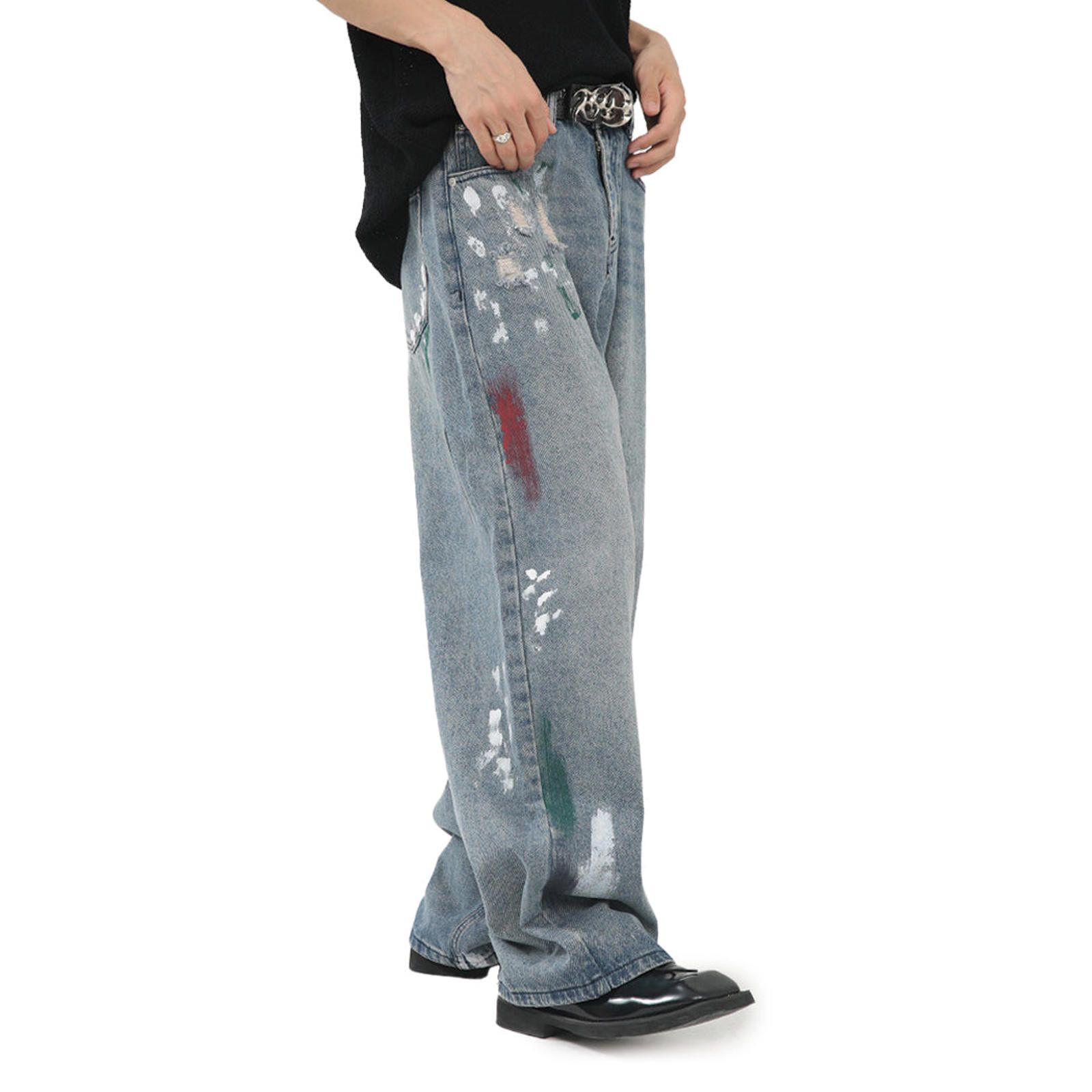 Japanese Brand Painted Wide Leg Denim Jeans Size US 32 / EU 48 - 2 Thumbnail