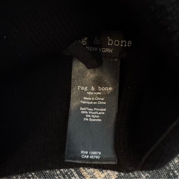 Rag & Bone Rag & Bone Black Wool Beanie Size ONE SIZE - 2 Thumbnail