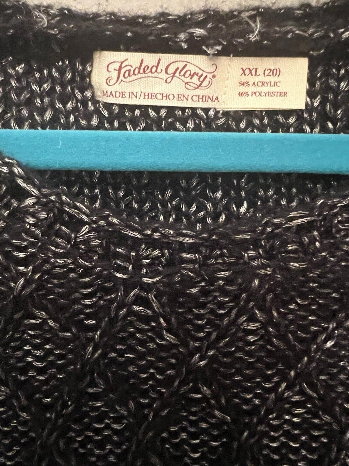 Faded Glory FADED GLORY Black Silver Sparkle Pullover LS Sweater XXL Size 3XL / US 20-22 - 2 Thumbnail