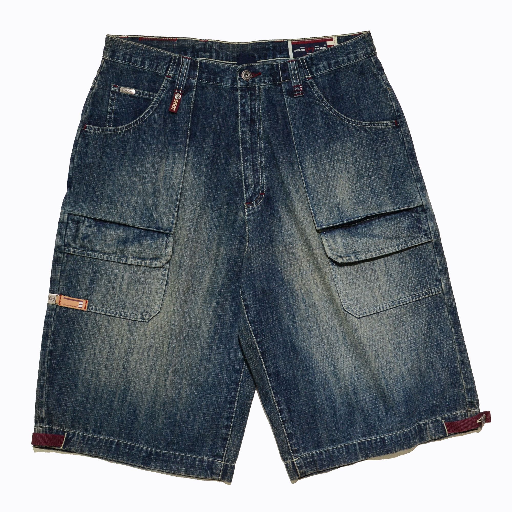 Phat Farm [Folded Color Stain] PF Rare Cargo Denim 90s Streetwear Size US 30 / EU 46 - 1 Thumbnail