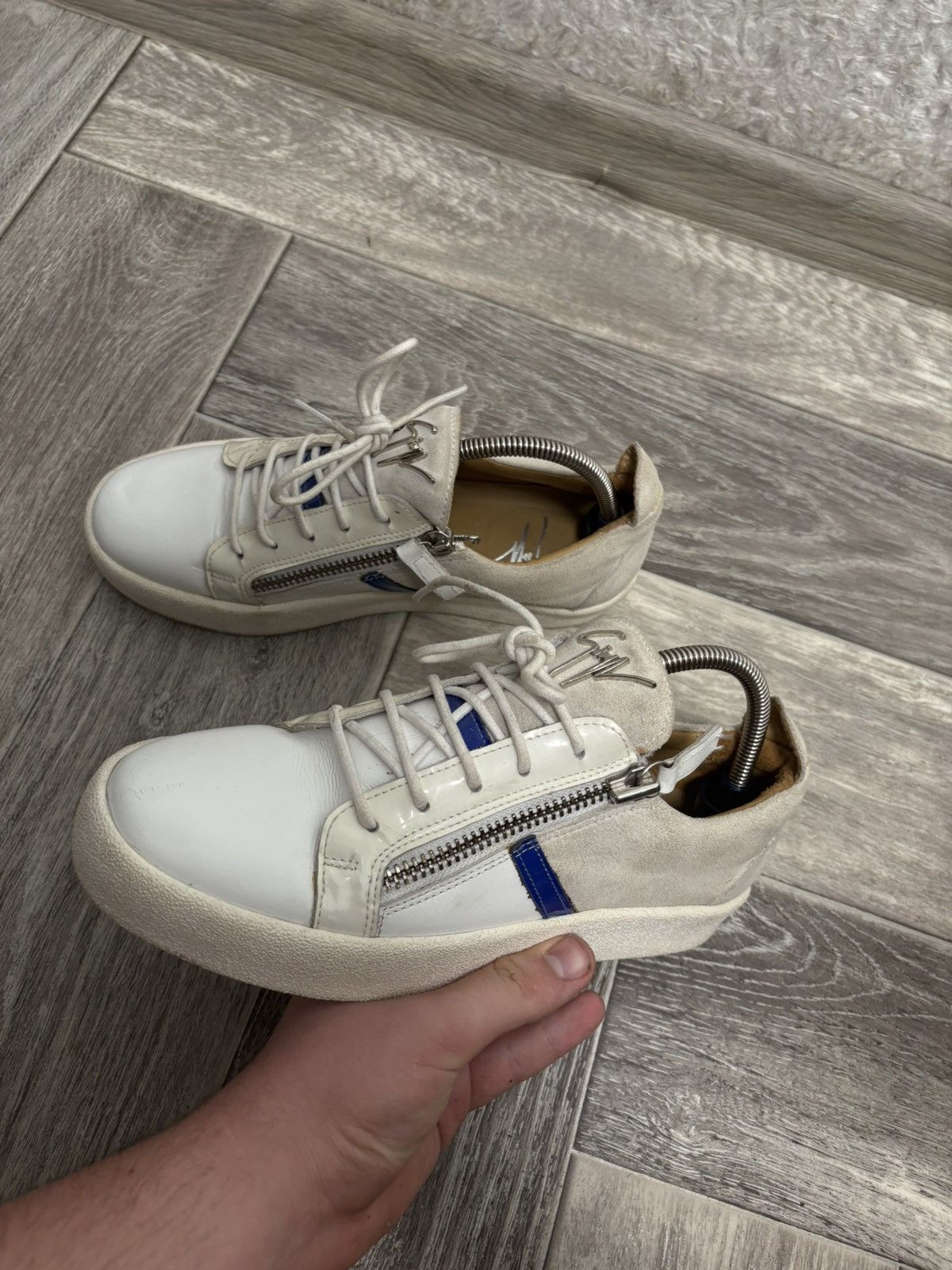 Giuseppe Zanotti Giuseppe Zanotti Men White Leather Zip Sneakers Luxury Size US 8 / EU 41 - 13 Thumbnail