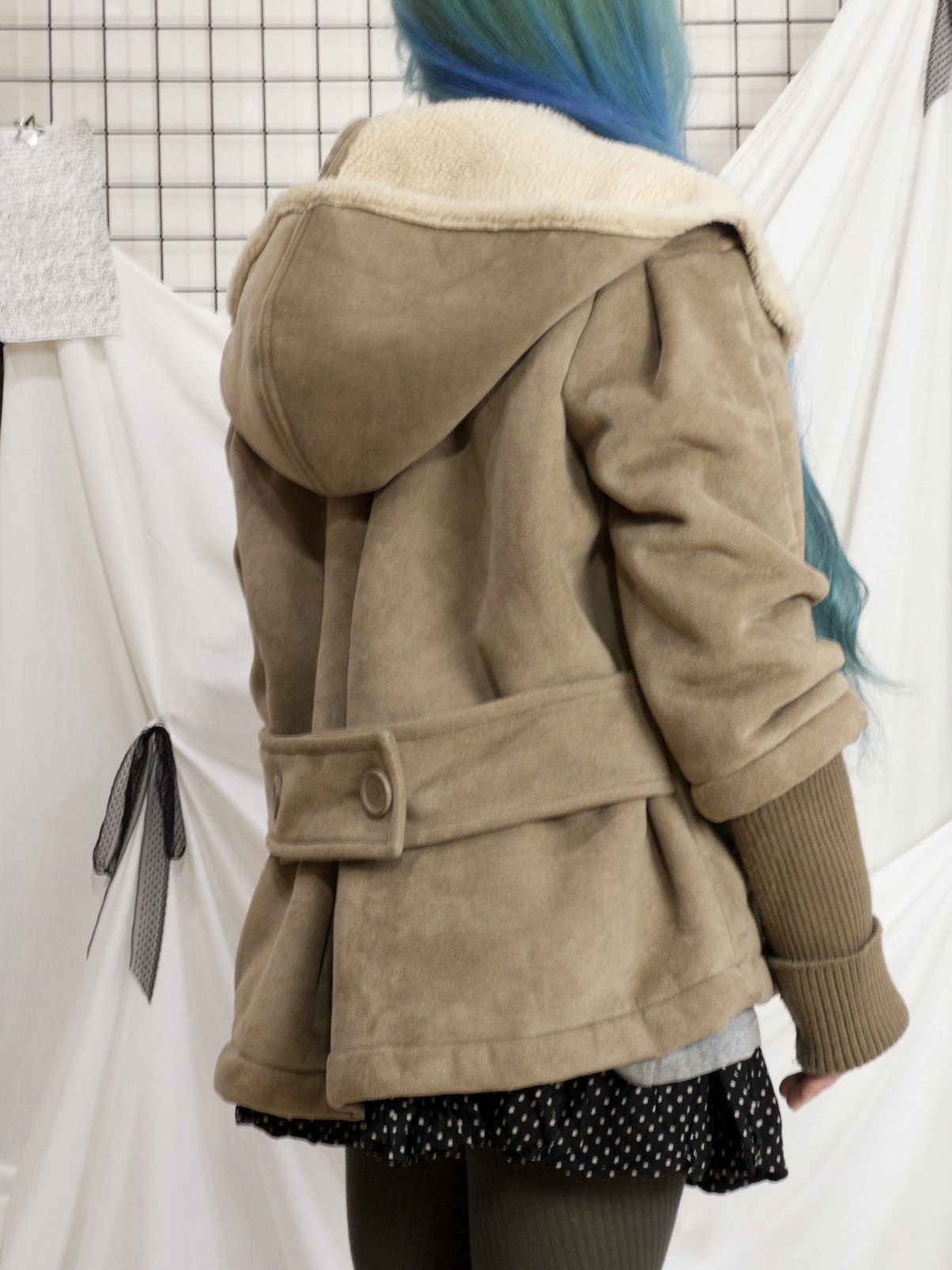 Vintage Faux shearling hooded coat in beige mori kei softcore Size M / US 6-8 / IT 42-44 - 4 Thumbnail