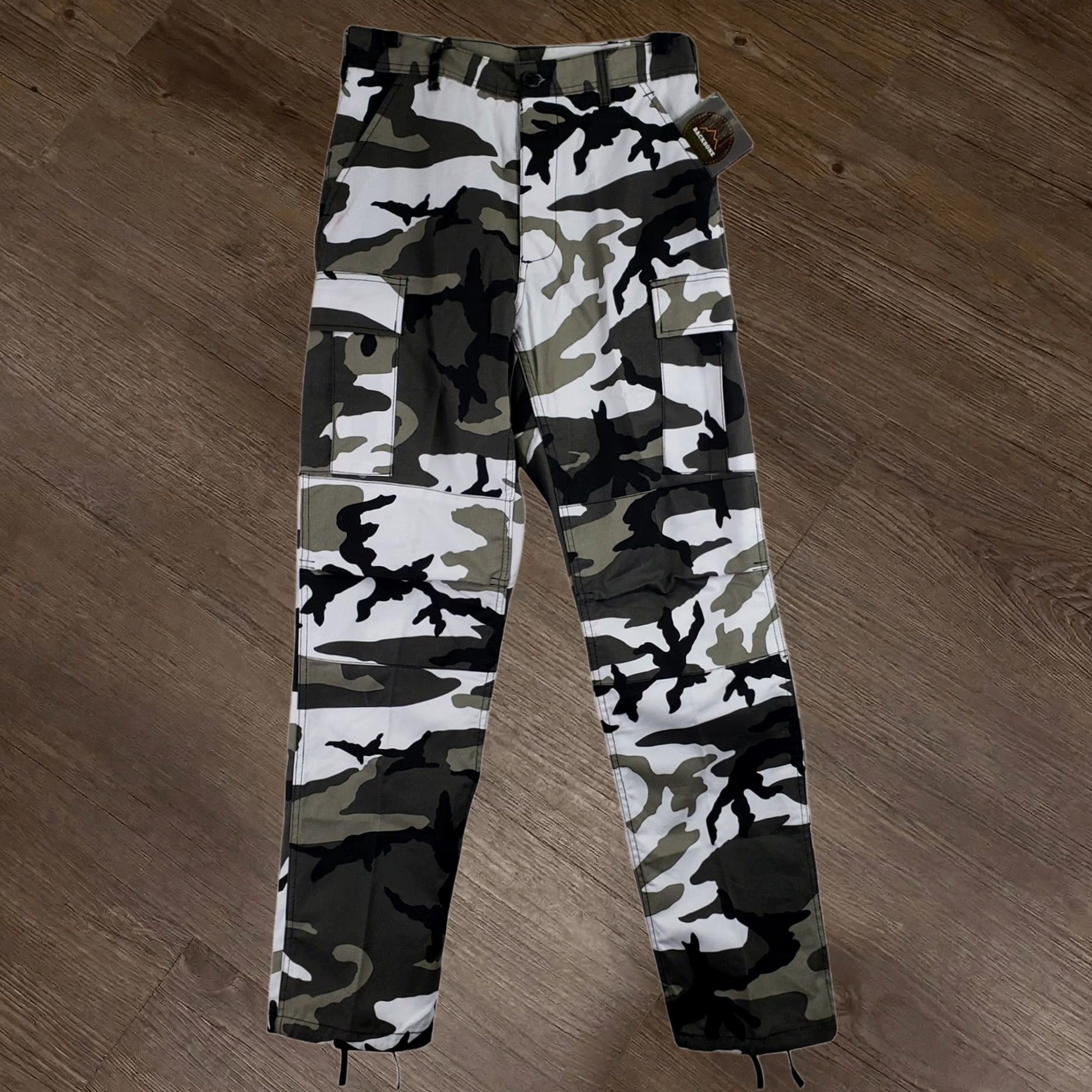 Backbone Backbone Pants Mens S White Grey Black Camo Cargo Streetwear Gorpcore Size US 30 / EU 46 - 1 Thumbnail