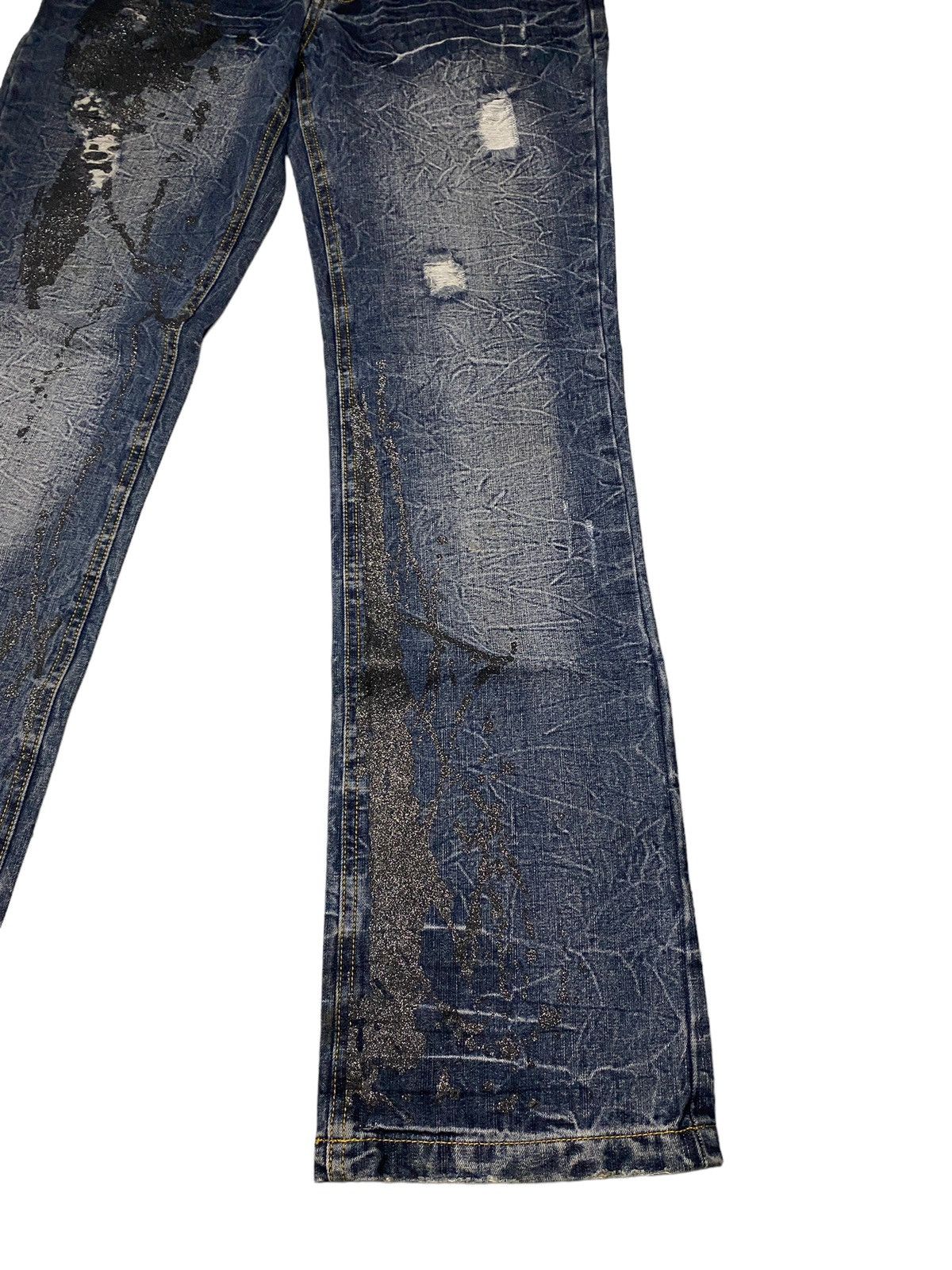 If Six Was Nine Lowbox Buckle Glitter Flared Seawash Jeans Size US 30 / EU 46 - 8 Thumbnail