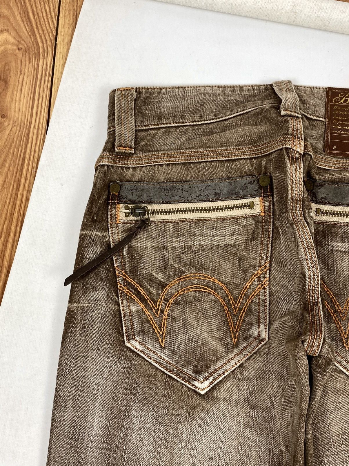 Edwin RARE ‼️ VTG EDWIN BLUE TRIP CRAZY FADED BROWN FLARE JEANS Size US 30 / EU 46 - 15 Thumbnail