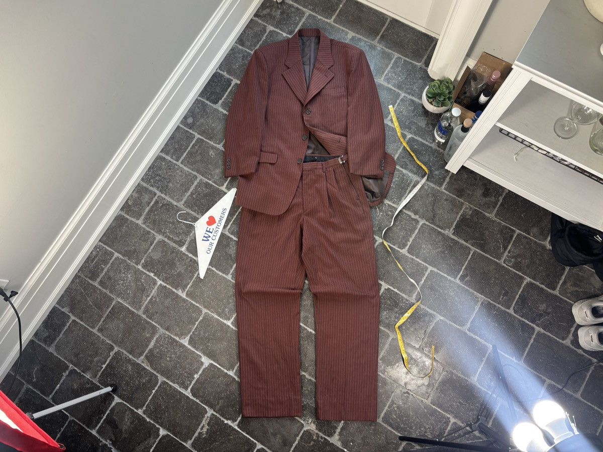 Vintage Bespoke Vintage Suit Two Piece 2pc Stripe Mobster Zoot Suit Size 44S - 23 Thumbnail