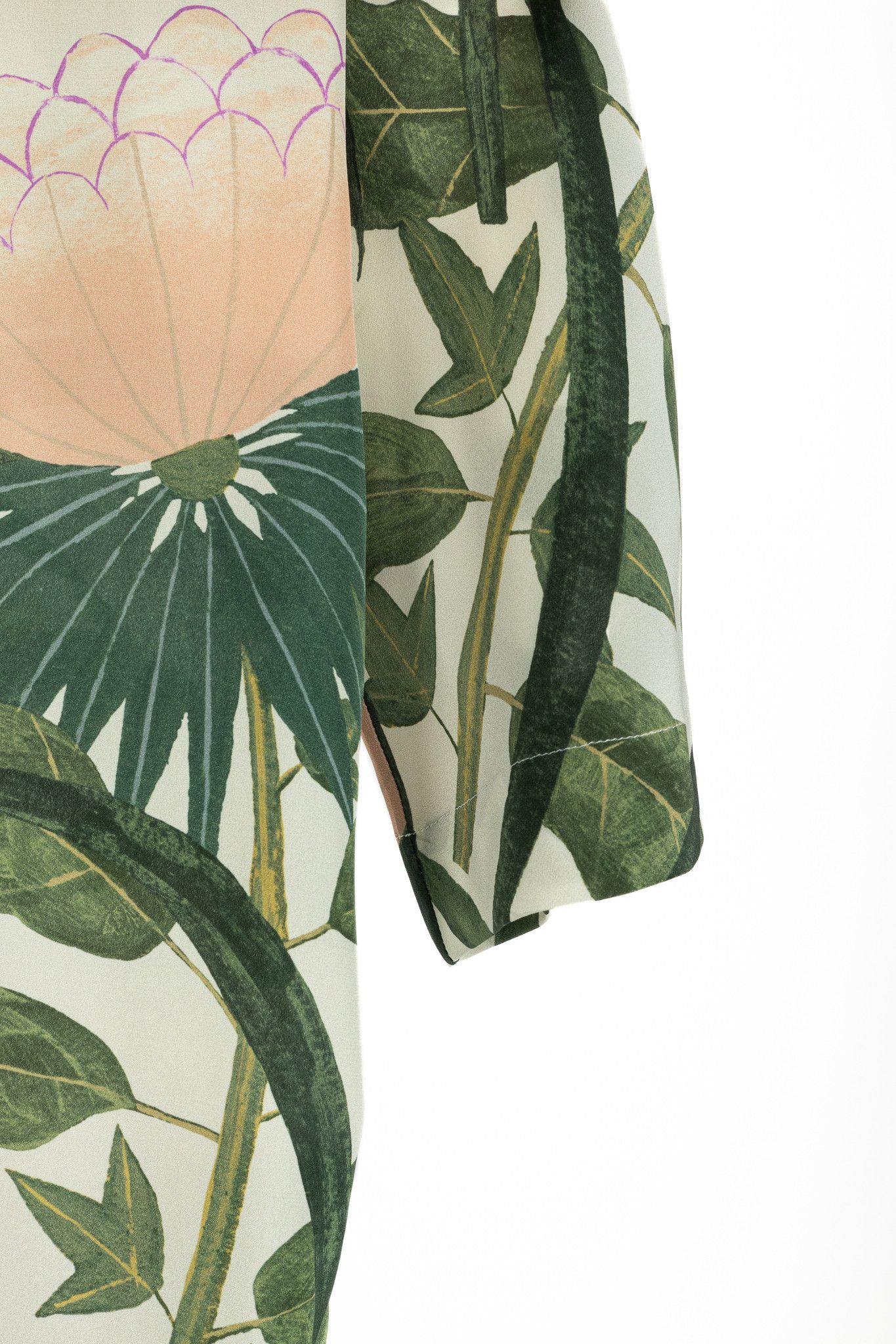 Hermes Hermes Cream & Green Silk Floral Buttoned Blouse Size M / US 6-8 / IT 42-44 - 6 Thumbnail