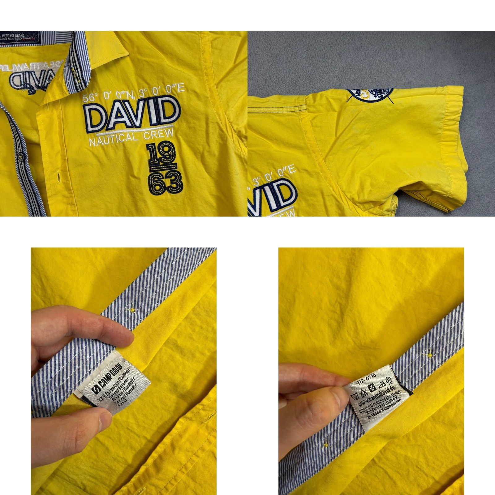 Vintage Camp David Shirt Mens XL Yellow Nautical Short Sleeve Casual Summer Size US XL / EU 56 / 4 - 8 Thumbnail