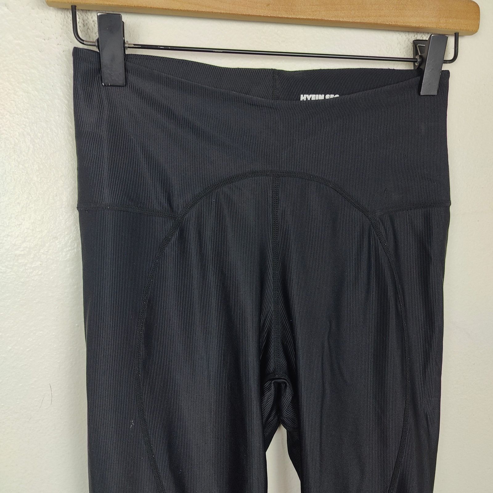 Other Hyein Seo Leggings Womens 2 Medium Black Shiny Stirrup Size 29" - 2 Thumbnail