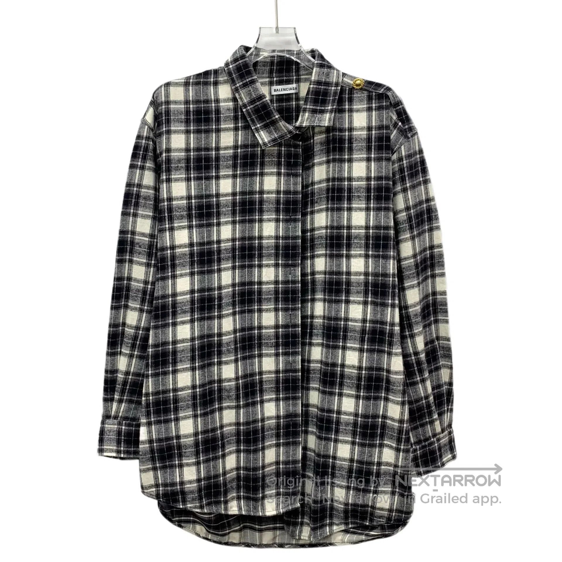 Balenciaga Balenciaga Black checkered cotton lapel long sleeve shirt| Size XS / US 0-2 / IT 36-38 - 1 Thumbnail