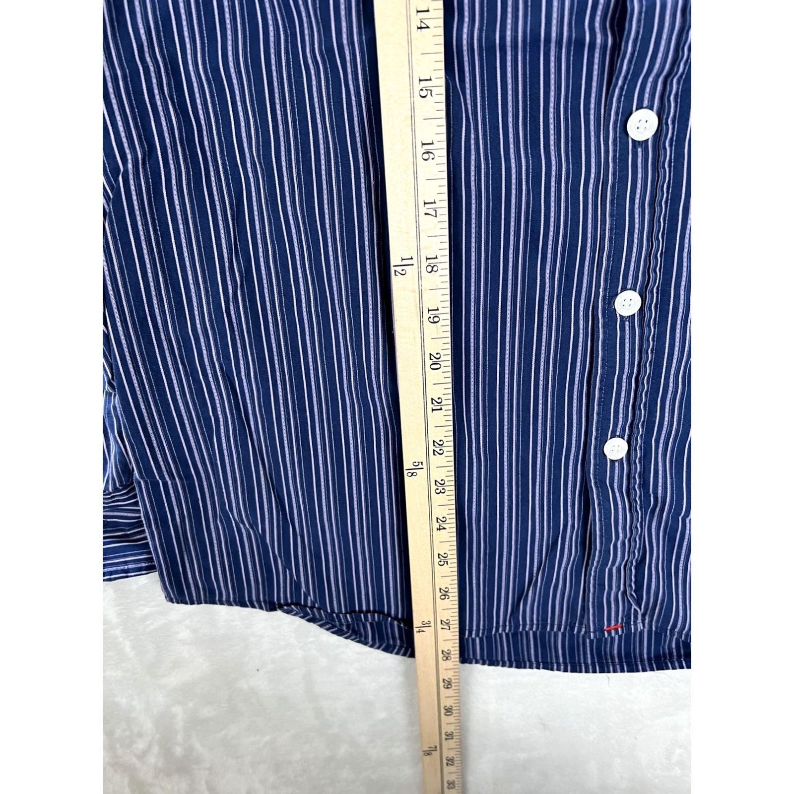 BKE BKE Long Sleeve Button Front Shirt Mens XL Blue Striped Contour Fit Size US XL / EU 56 / 4 - 3 Thumbnail
