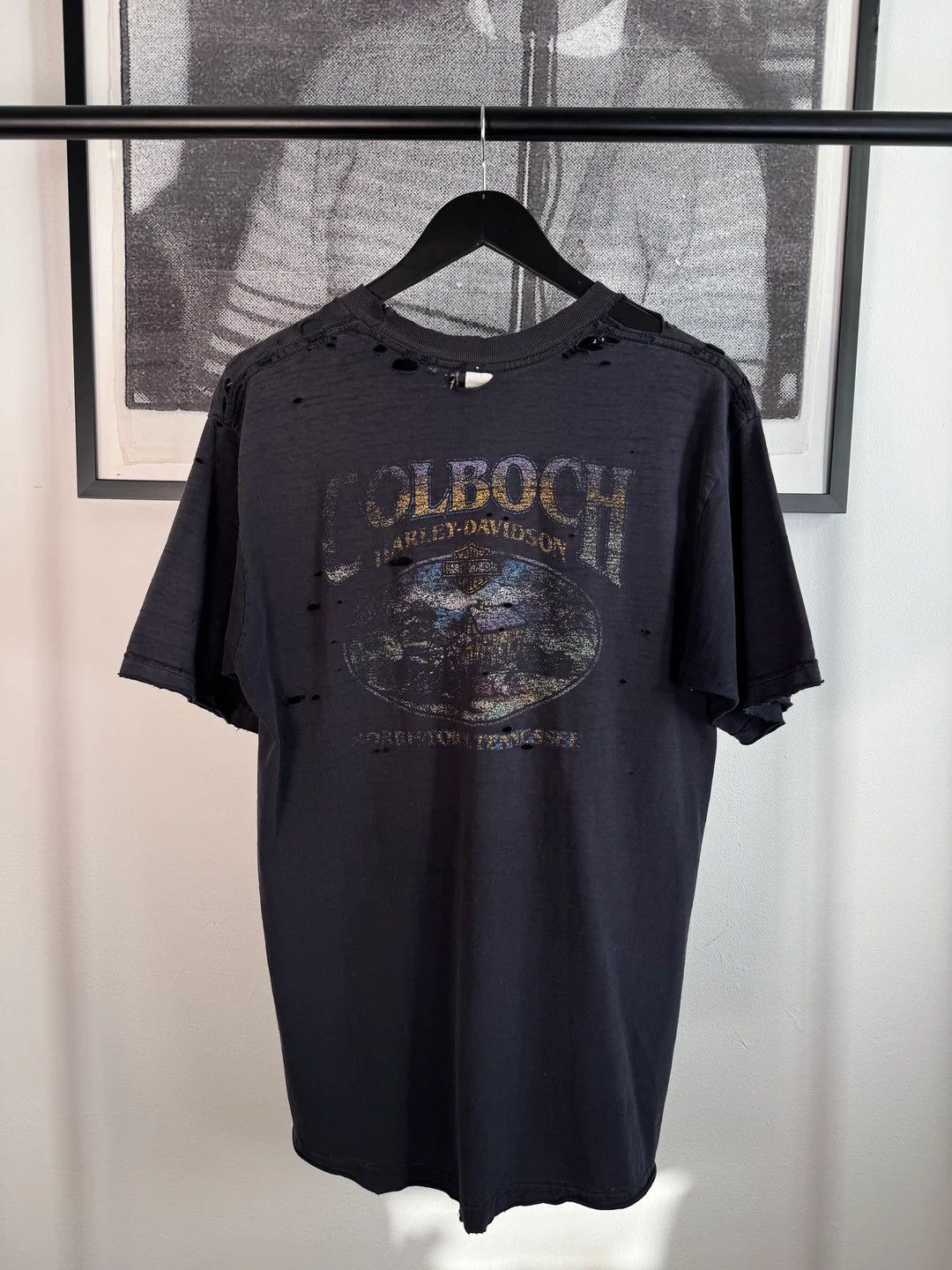 Vintage 🚭AMAZING🚭1992 ULTRA-THRASHED HARLEY DAVIDSON COLBOCH SHIRT Size US L / EU 52-54 / 3 - 5 Thumbnail