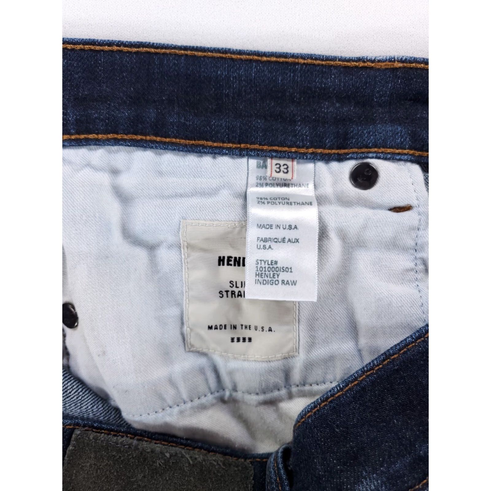Vintage BALDWIN Jeans Navy Blue Selvedge Slim Leg 33 x 28 Mens Regular Blue 33 28 Hanley? Size US 33 - 3 Thumbnail