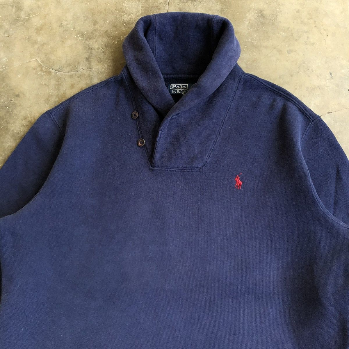 Polo Ralph Lauren Vintage Polo Ralph Lauren Shawl Collar Sweatshirt Navy Size US XL / EU 56 / 4 - 3 Thumbnail