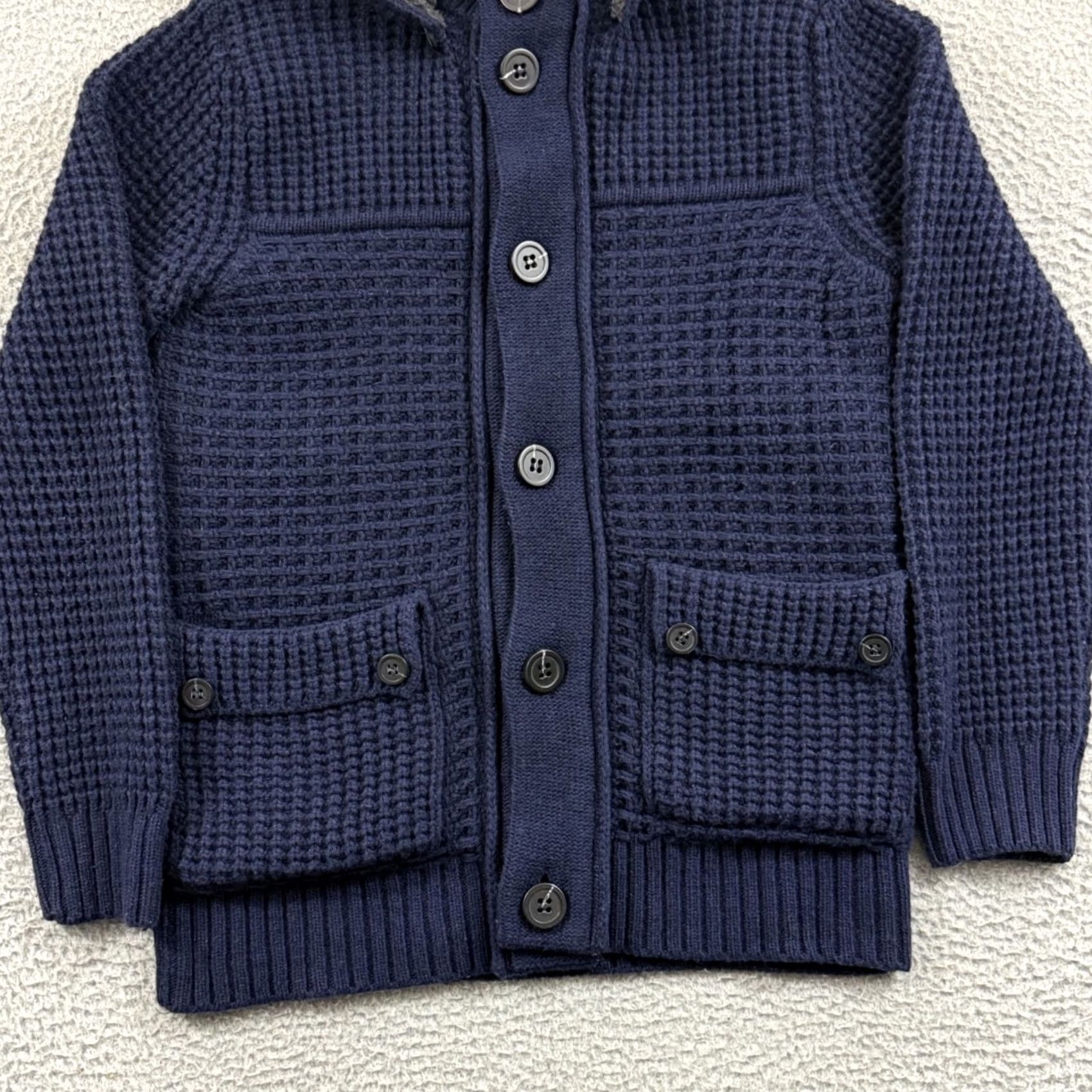 Vintage Emozioni Uomo Cardigan Sweater Mens Small Blue Hooded Button Nylon Wool Italy Size US S / EU 44-46 / 1 - 2 Thumbnail