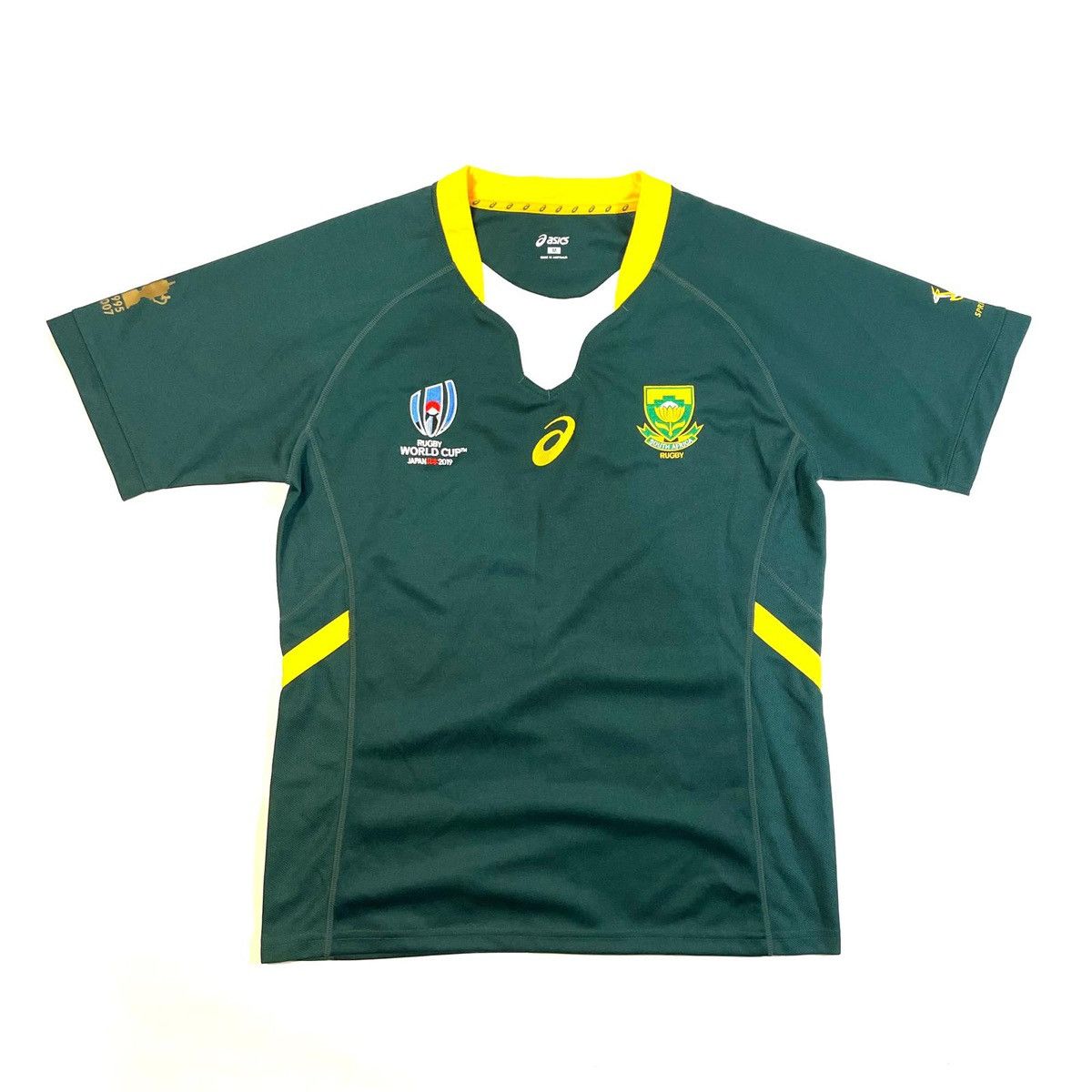 Asics Green and yellow South Africa ASICS rugby jersey shirt tee Size US M / EU 48-50 / 2 - 1 Thumbnail