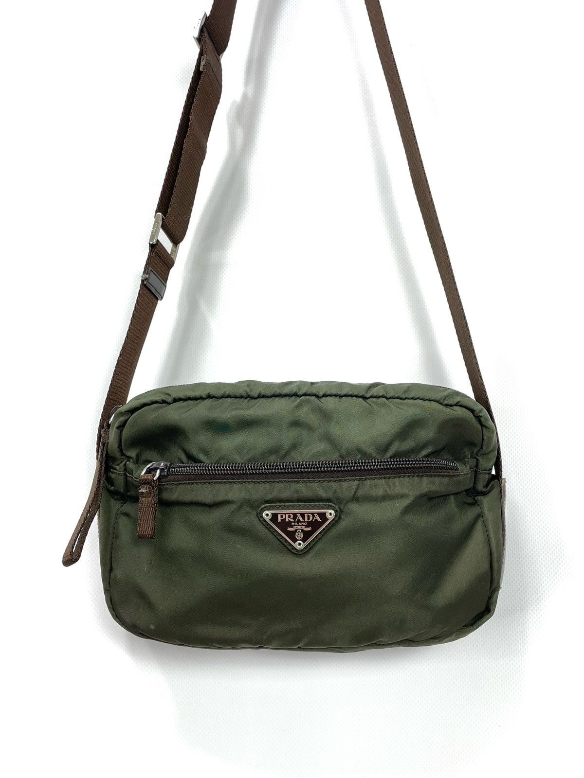 Prada Prada Milano Tessuto Nylon Crossbody Bag – Olive Green Size ONE SIZE - 4 Thumbnail