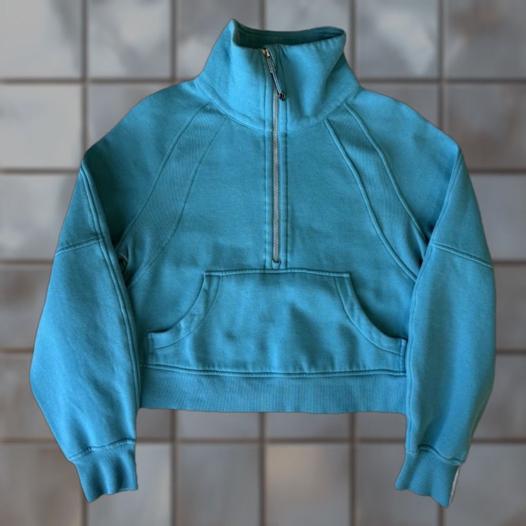 Lululemon Lululemon Scuba Oversized Funnel Neck XS/S Blue Fleece Pullover Yoga Athleisure Jacket Womens Small Short Blue Logo Zipper Size S / US 4 / IT 40 - 1 Thumbnail