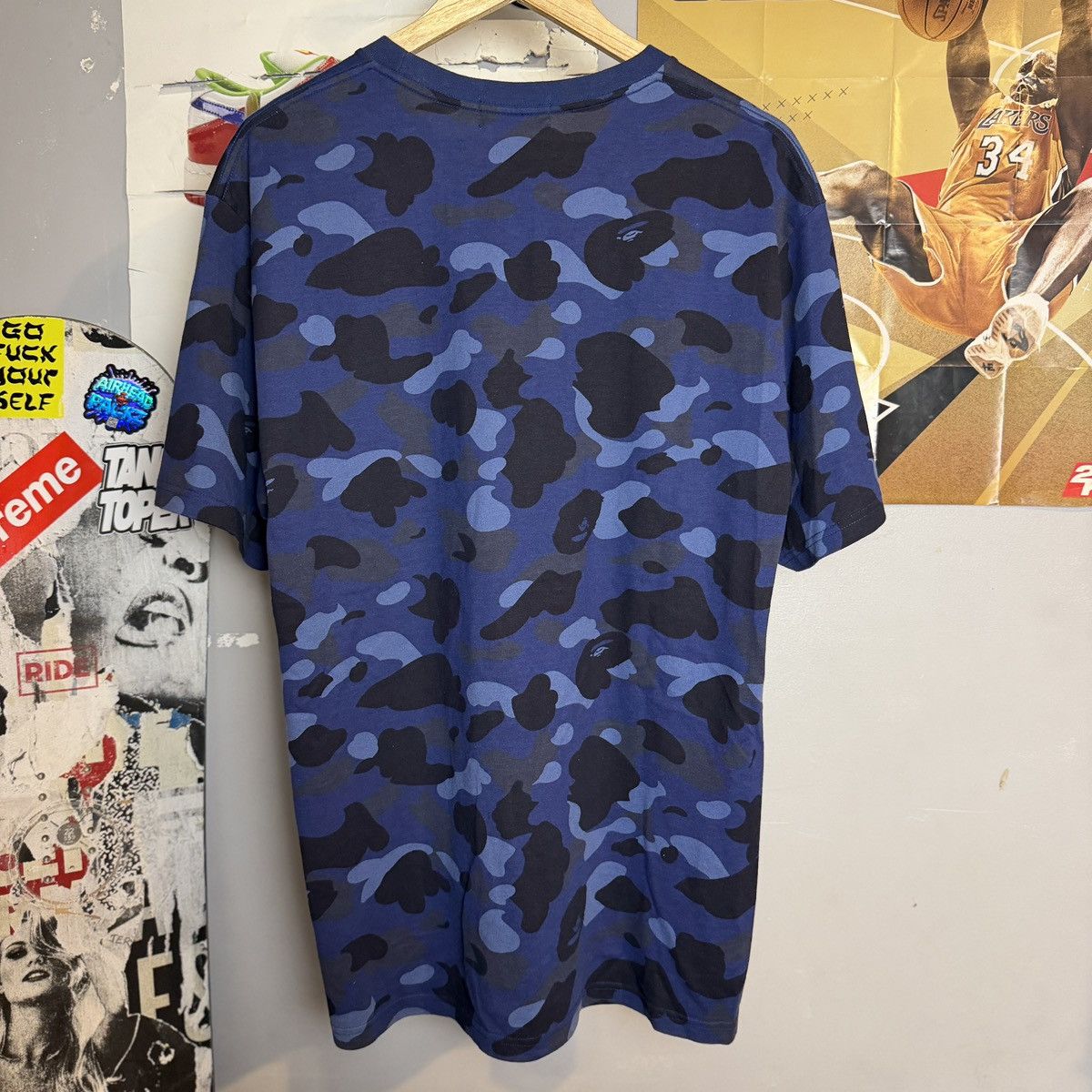 Bape Blue bape 1st camo college logo t shirt Size US XL / EU 56 / 4 - 2 Thumbnail