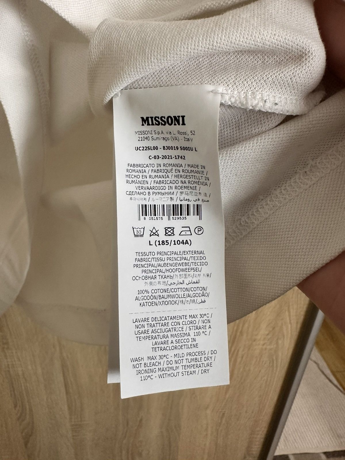 Missoni 🔥 Missoni White Space Dyed Polo Logo T Shirt Cotton Size US L / EU 52-54 / 3 - 4 Thumbnail