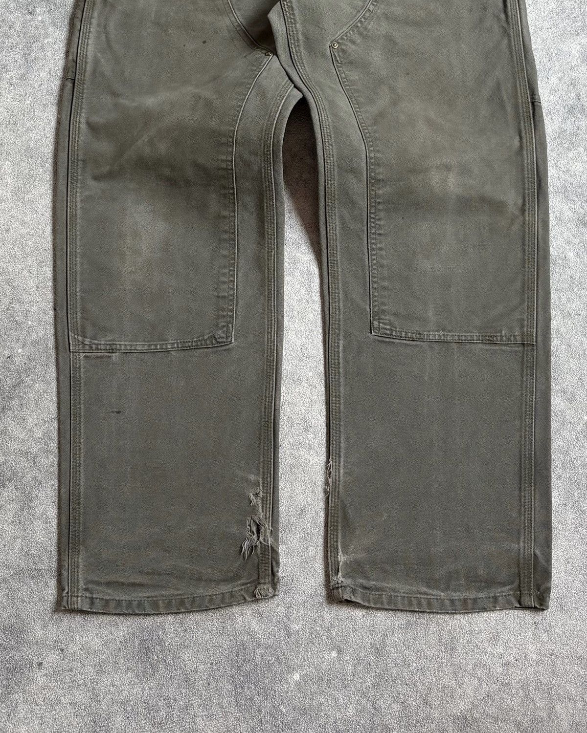 Carhartt Faded MOSS Green Carhartt Double Knee Pants Size US 33 - 3 Thumbnail