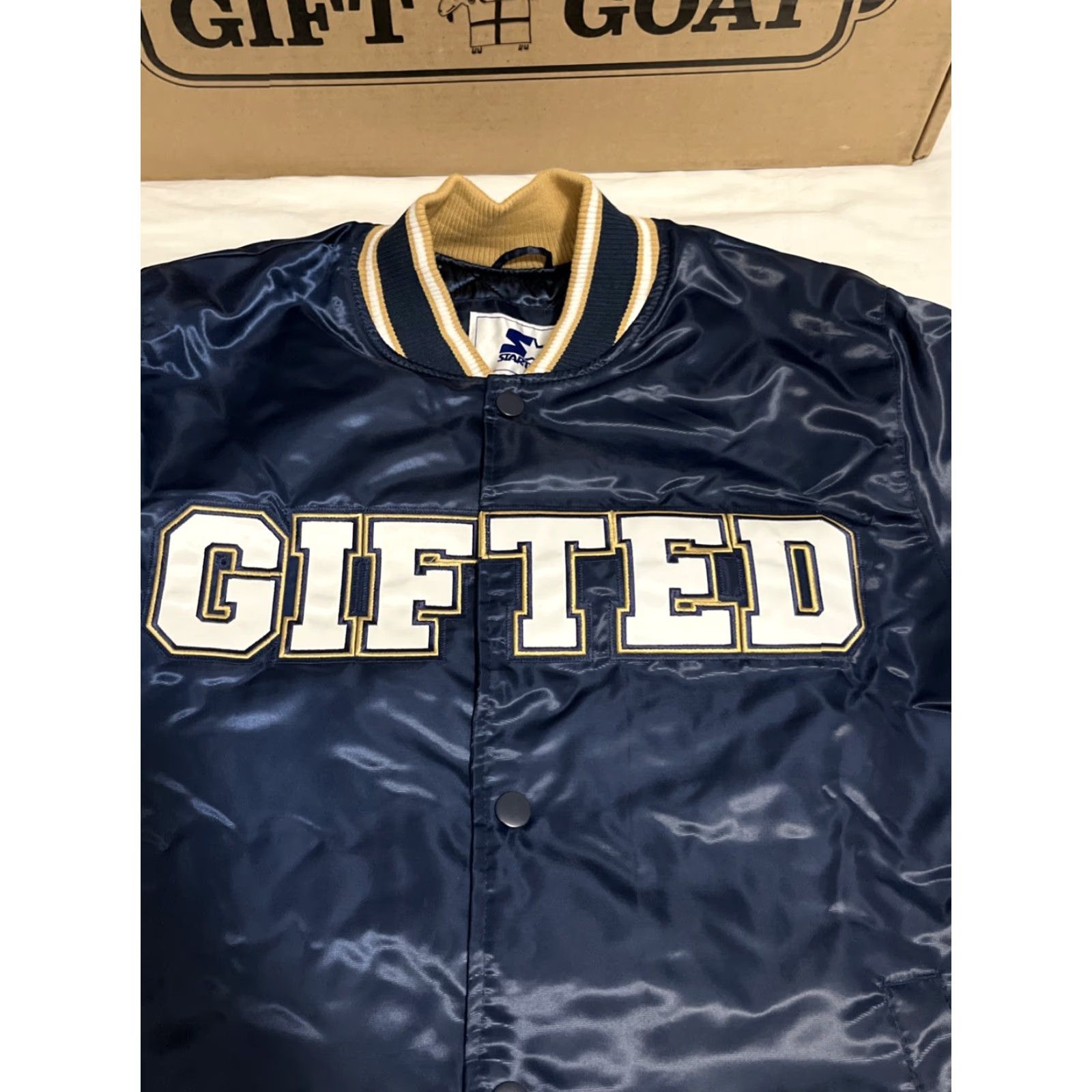 Starter VINTAGE VeeFriends Gift Goat GIFTED Jacket Bomber Blue Satin Nylon GOAT 80s 90s Size M Mens Regular Winter Spring Fall Limited Edition Size US M / EU 48-50 / 2 - 6 Thumbnail