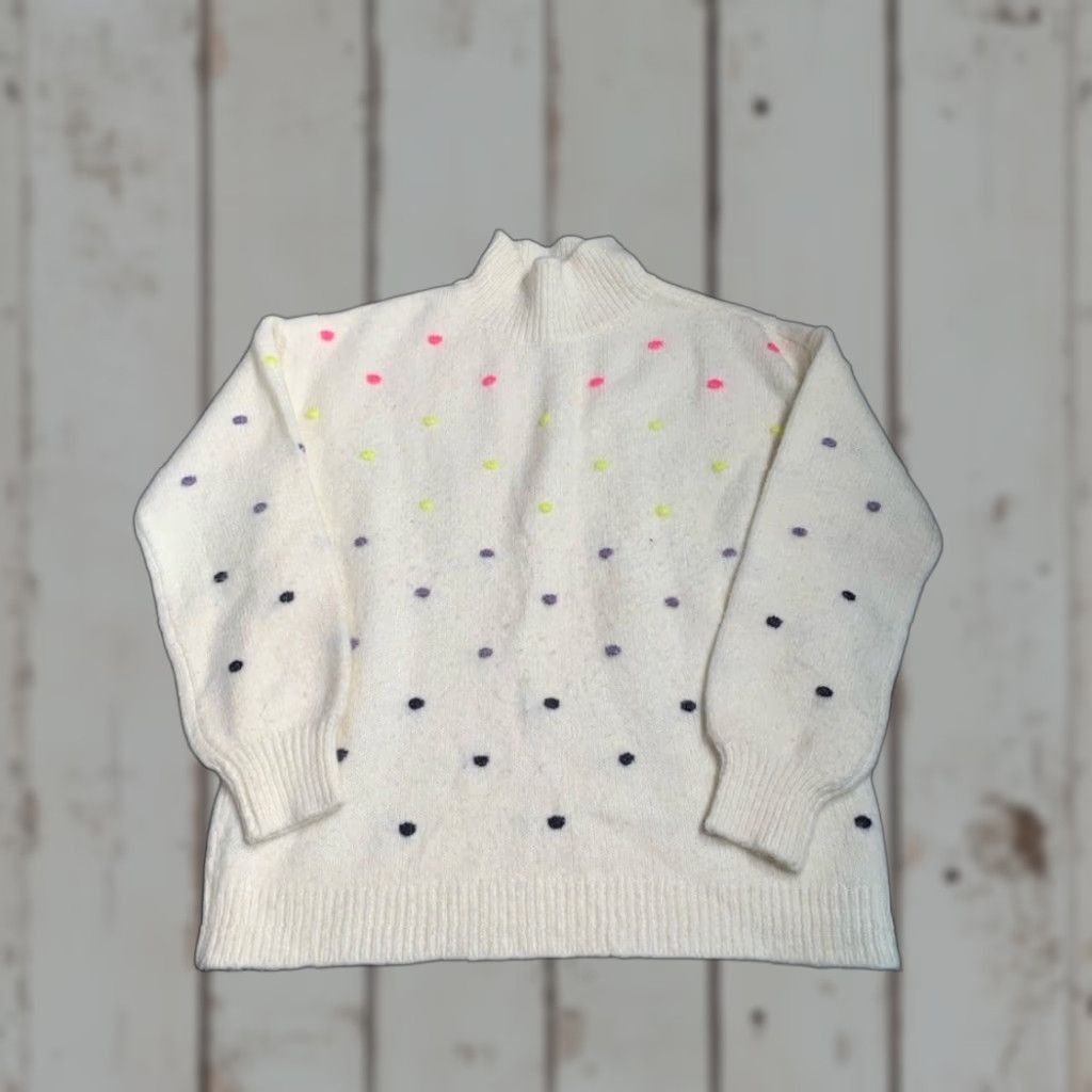 Loft LOFT Women’s Polka Dot Sweater Cream Medium Pullover M Regular Ladies Women’s Pullover Cream Polka Dot Knit Sweater Loft Size M / US 6-8 / IT 42-44 - 1 Thumbnail