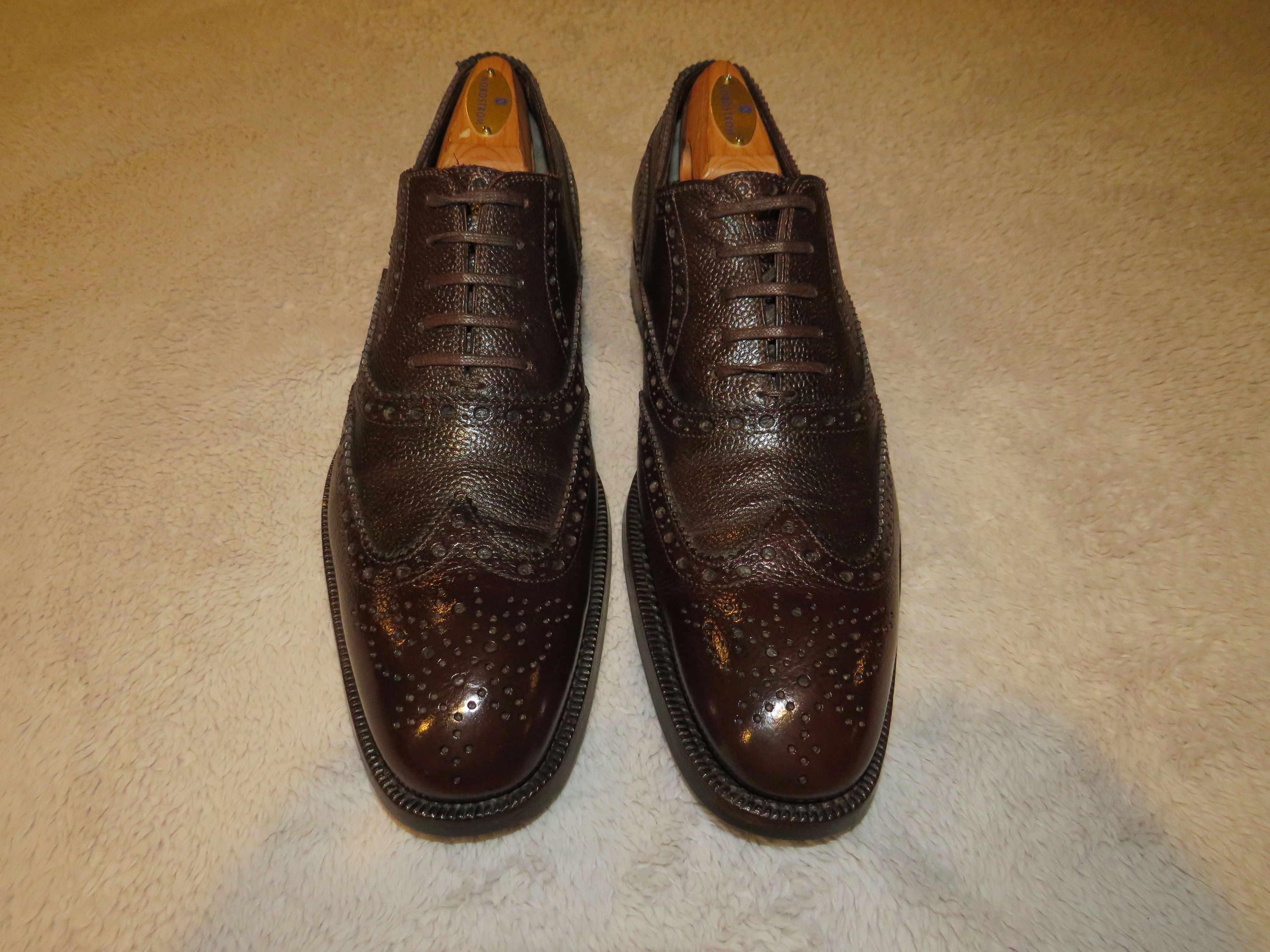 Tom Ford Brown Pebbled Leather Dainite Sole Brogue Boots 11.5 T Tom Ford Brown Pebbled Leather Wing Tip Dainite Sole Brogues  main image 3