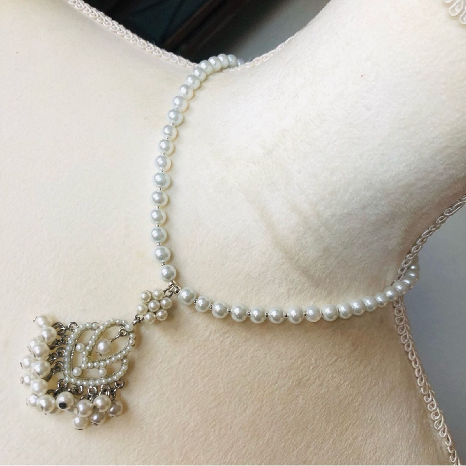 Handmade Handcrafted repurpose faux pearl chandelier Pearl necklace Size ONE SIZE - 1 Thumbnail