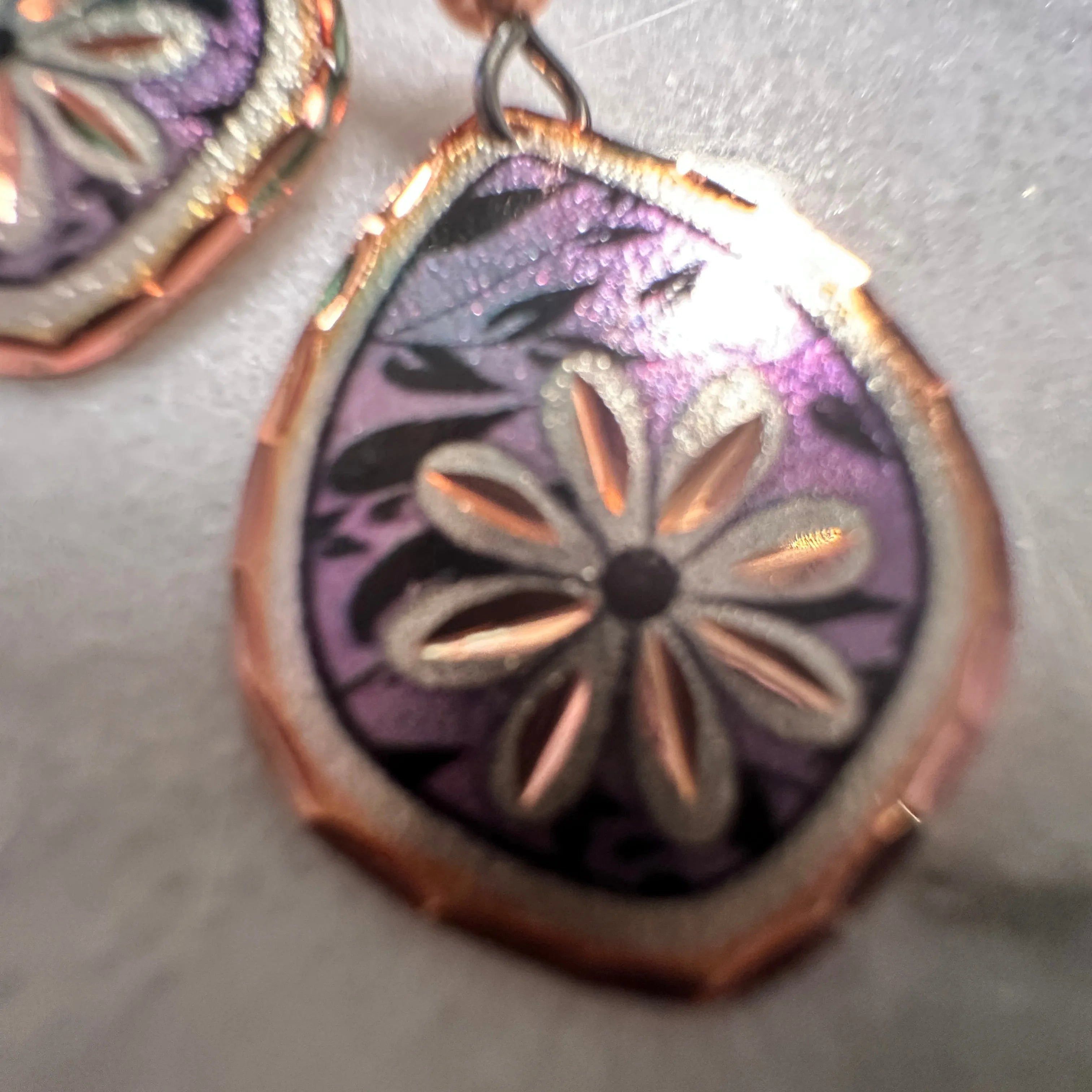 Other Handcrafted Boho Purple Floral Earrings, Diamond Cut Wire Dr Size ONE SIZE - 5 Thumbnail