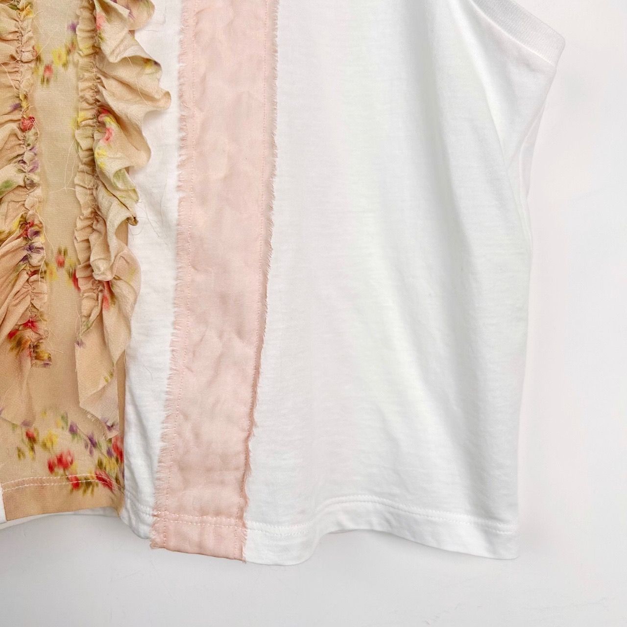Miu Miu Miu Miu Womens Sleeveless Round Neck Lace Design Cropped Tan Size M / US 6-8 / IT 42-44 - 5 Thumbnail