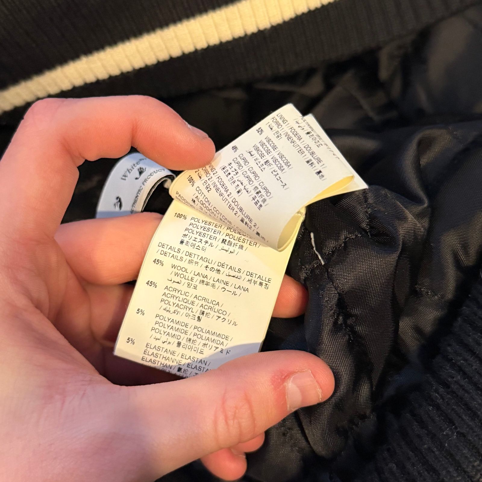 Off-White Off-White C/O Virgil Abloh Graphics Leather Varsity Jacket Size US L / EU 52-54 / 3 - 8 Thumbnail