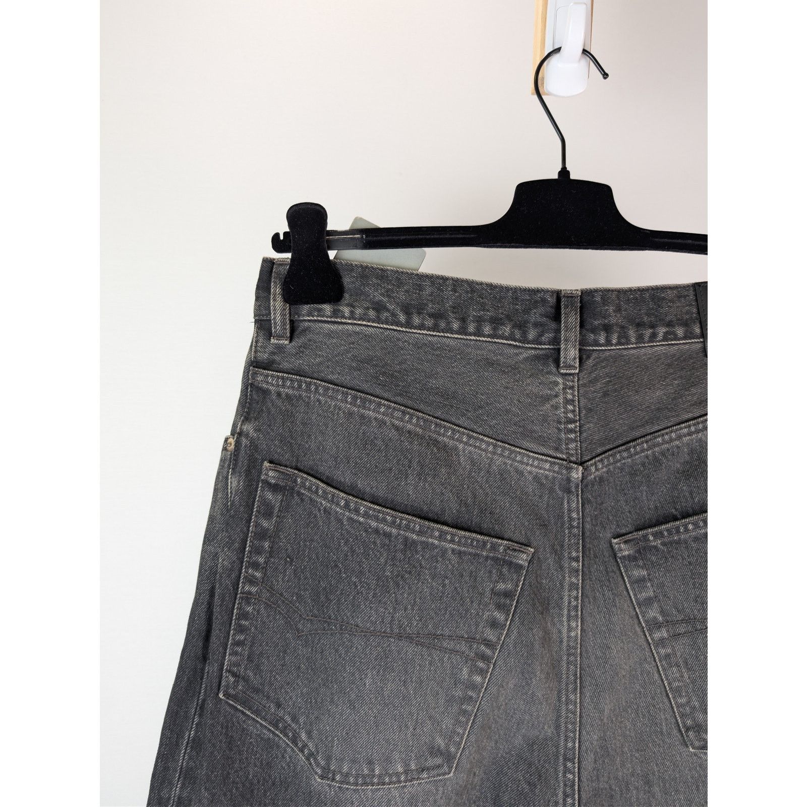 Balenciaga o1rshd1 Organic Japanese Denim Baggy Pants in Wash Black Size US 30 / EU 46 - 14 Thumbnail