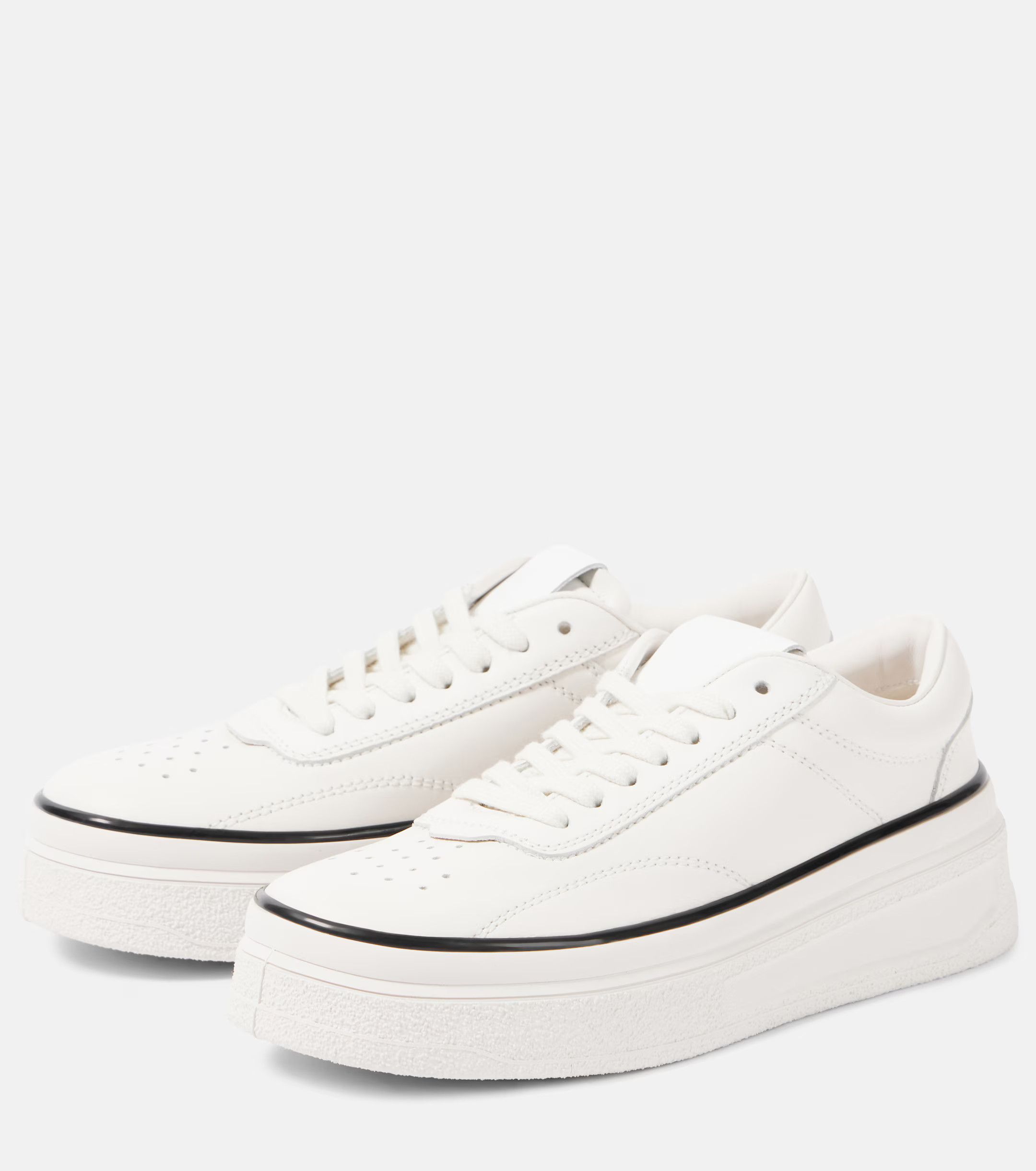 Jil Sander o1s22i1n0125 Leather Low-Top Sneakers in White Size US 9 / IT 39 - 4 Thumbnail