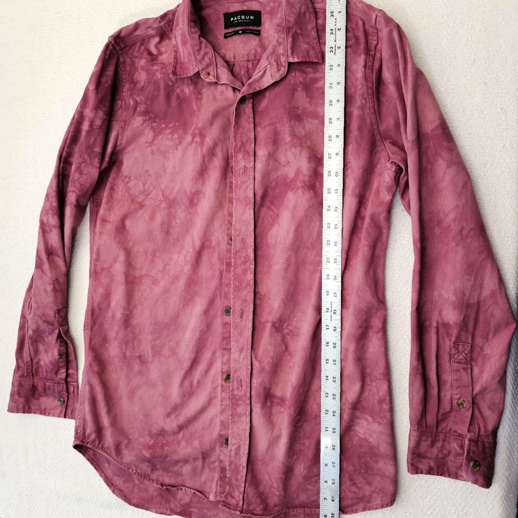 Pacsun Pacsun Brand Long Sleeve Button Down Shirt Longer Fit Men's Size Medium Red Tie Dye Button-Up PacSun Cotton Shirt Size US M / EU 48-50 / 2 - 5 Thumbnail