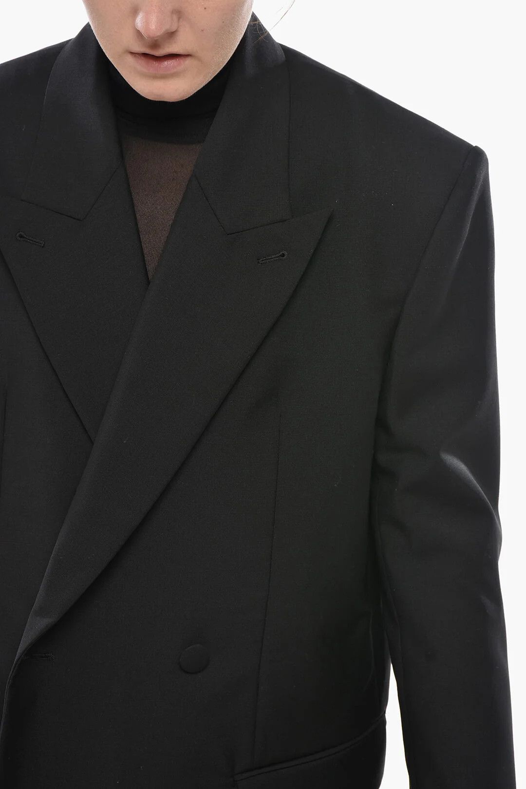Givenchy og1mm0326 Oversized Double-Breasted Blazer in Black Size S / US 4 / IT 40 - 3 Thumbnail