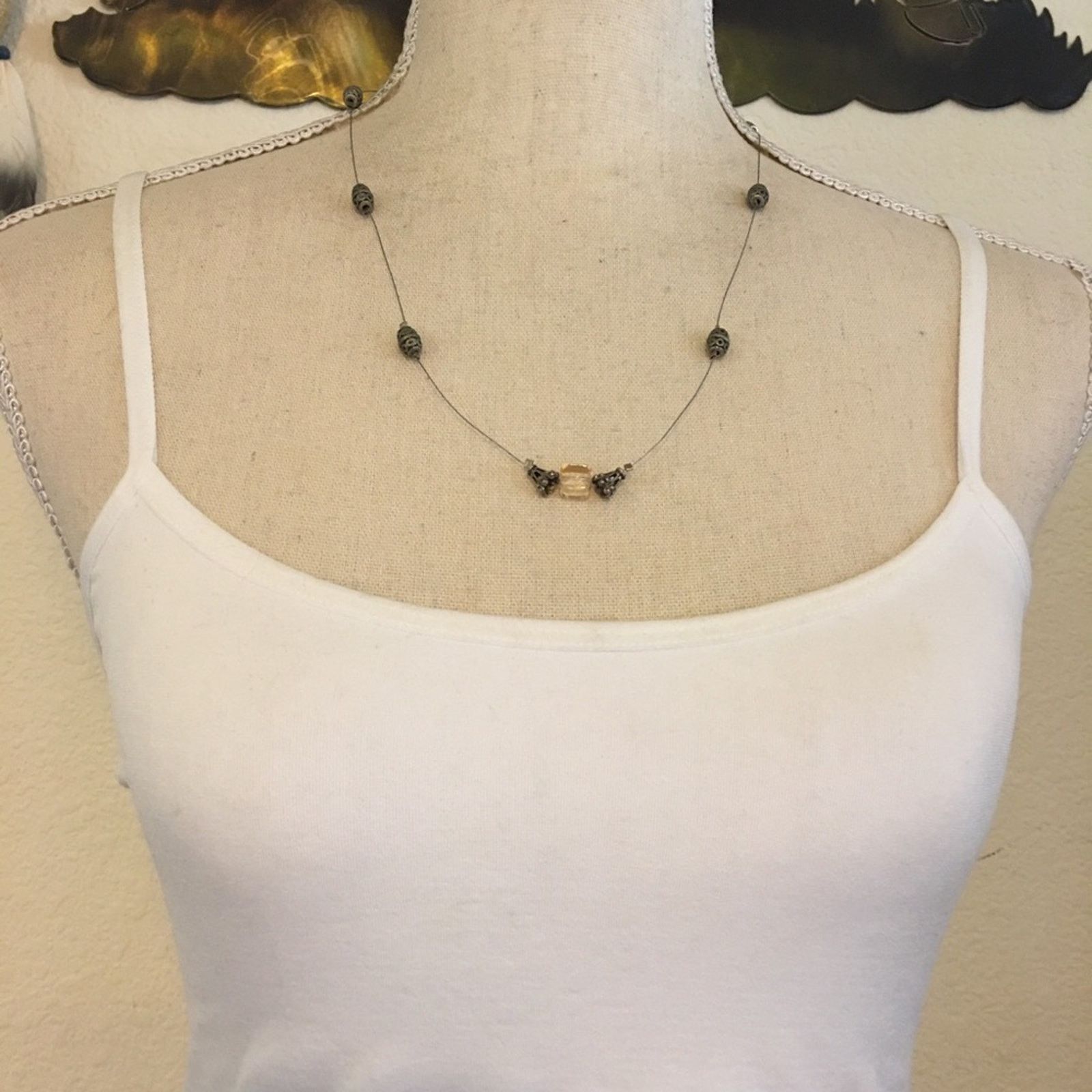 Jewelry Antique style bead silver tone wire necklace Size ONE SIZE - 3 Thumbnail