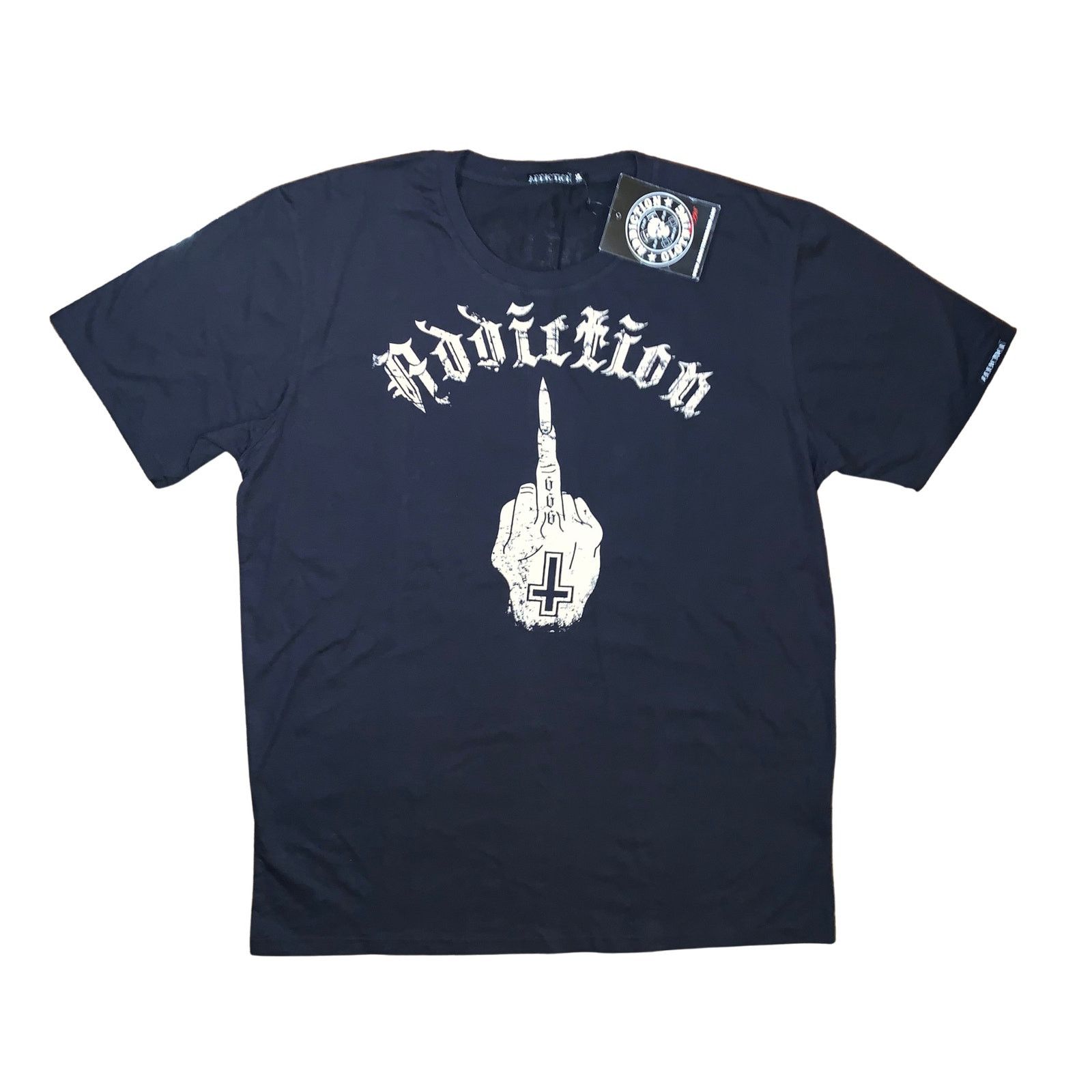 Other Addiction Middle Finger Cross T Shirt XL Black Gothic NWT Size US XL / EU 56 / 4 - 1 Thumbnail